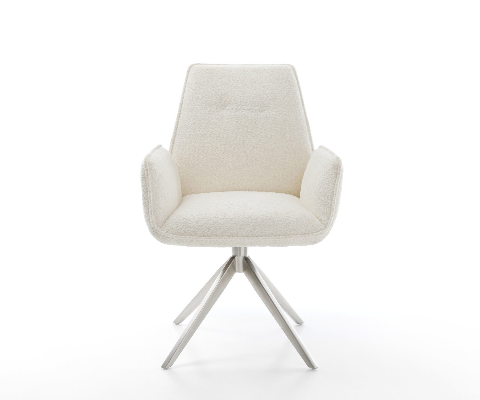 Chaise-pivotante Zoa-Flex bouclé blanc pied croisé large acier inoxydable brossé pivotement sur 360° fonction bascule ressorts ensachés 1 Chaise-pivotante Zoa-Flex bouclé blanc pied croisé large acier inoxydable brossé pivotement sur 360° fonction bascule ressorts ensachés 1