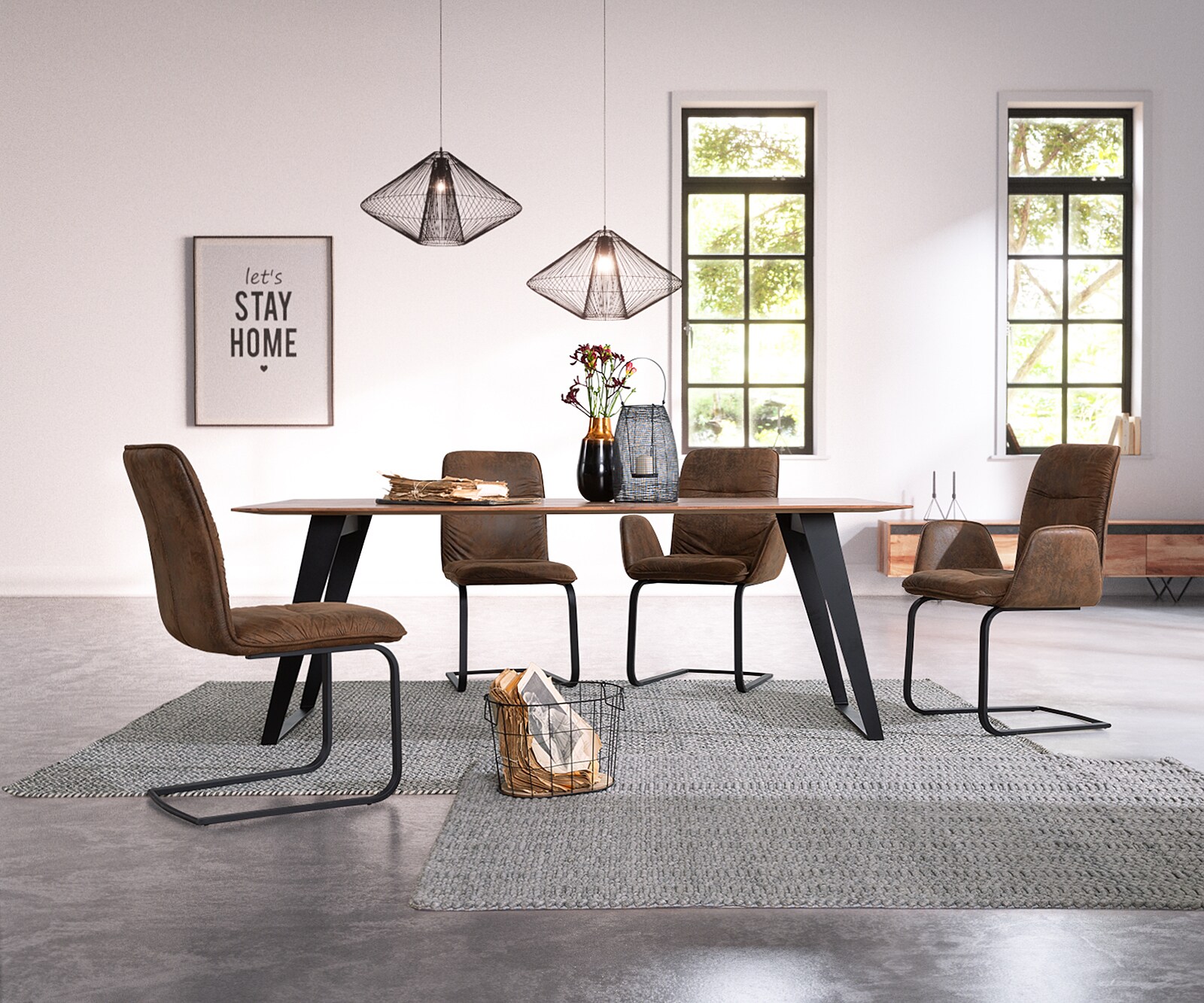 Table-à-manger Edge 200x100 acacia nature métal incliné bord suisse 1