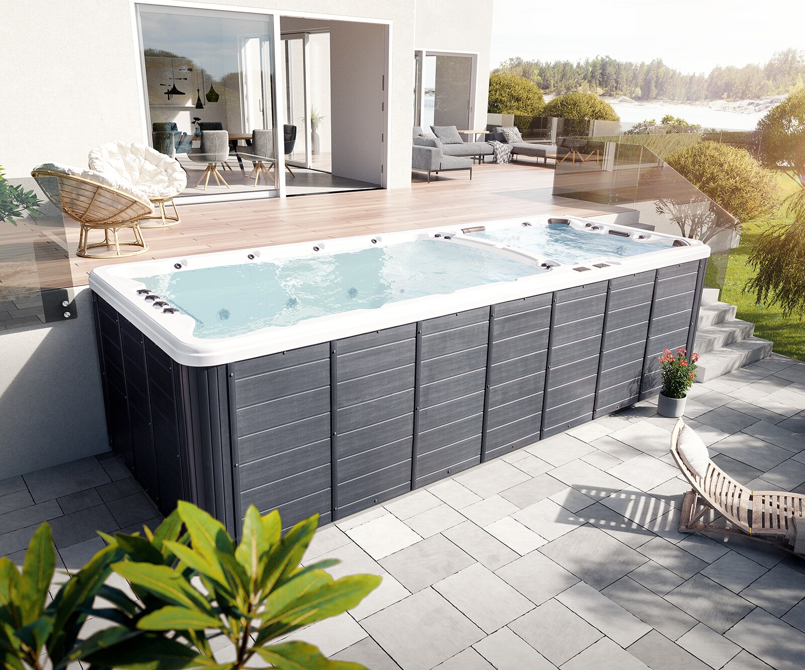 Swim Spa Weiß 590x220x160 cm