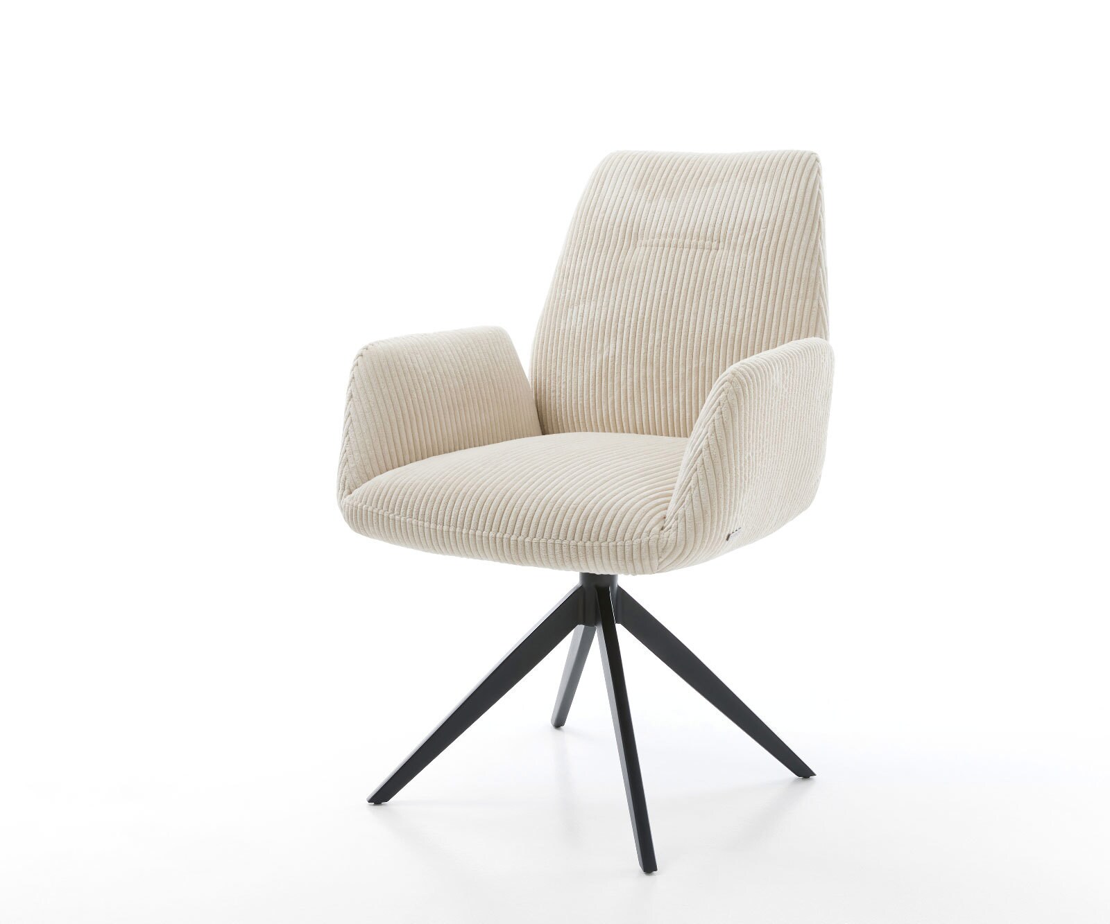 Chaise-pivotante Zoa-Flex côtelé beige pied croisé large noir pivotement sur 360° fonction bascule ressorts ensachés 1