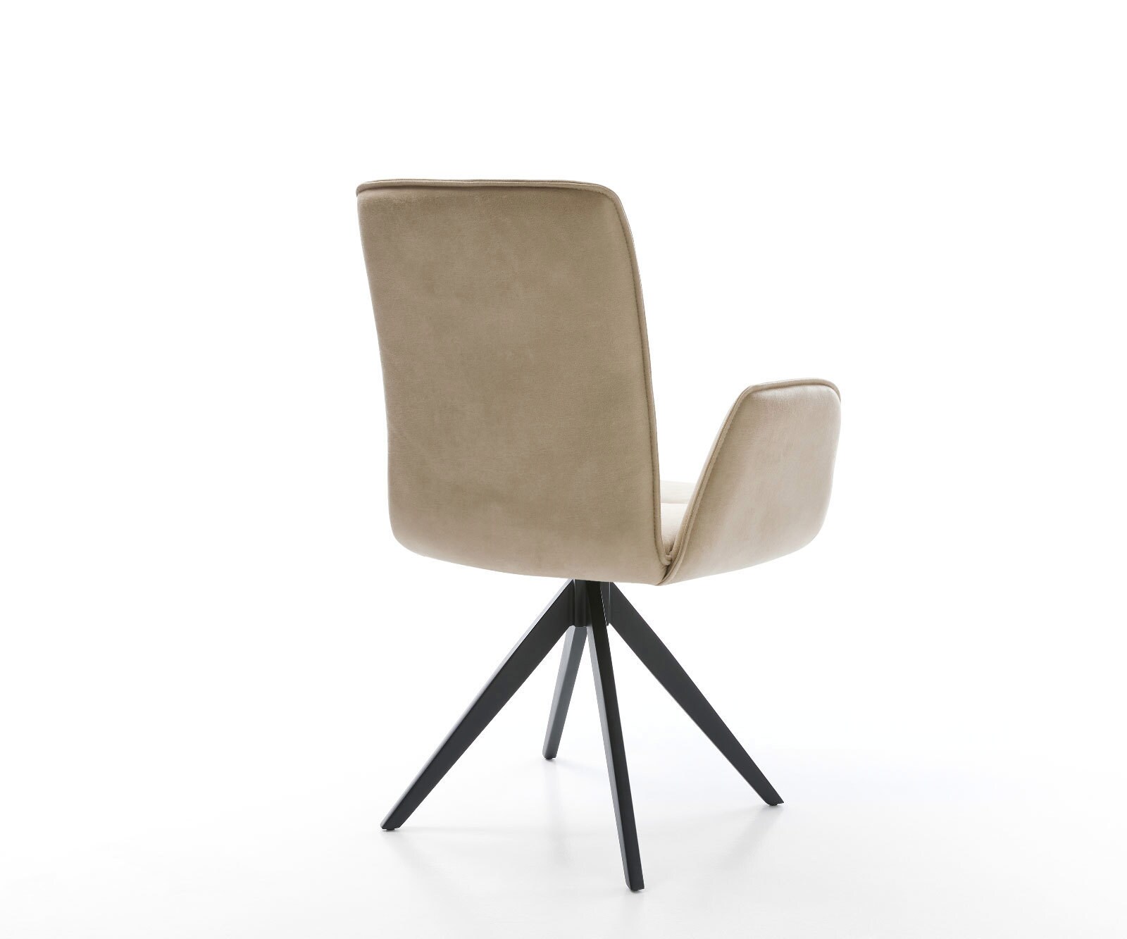 Chaise-de-salle-à-manger Vinja-Flex microvelours beige vintage pied croisé angulaire noir 4