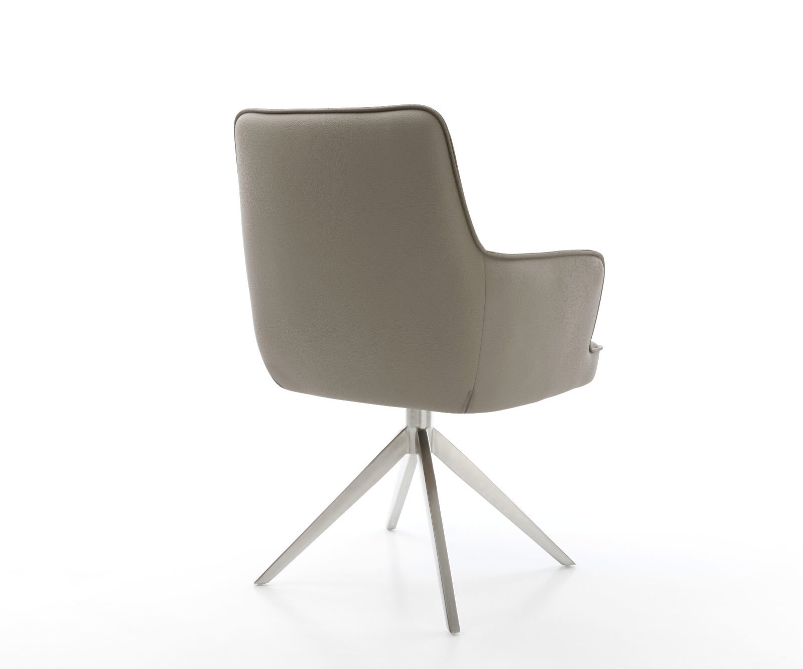 Chaise-pivotante Heira-Flex cuir de vache couleur boue pied croisé large acier inoxydable brossé pivotement sur 360° fonction bascule ressorts ensachés 4
