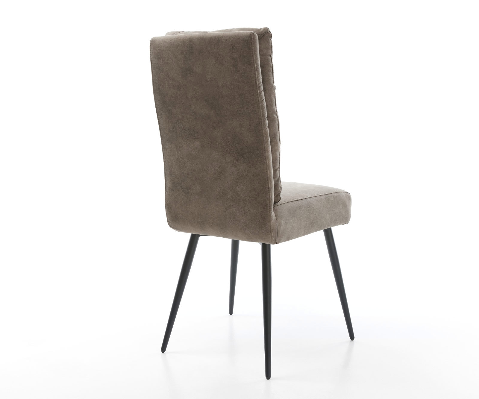 Chaise-de-salle-à-manger Pela-Flex microvelours taupe vintage 4 pieds coniques noir ressorts ensachés 4 Chaise-de-salle-à-manger Pela-Flex microvelours taupe vintage 4 pieds coniques noir ressorts ensachés 4