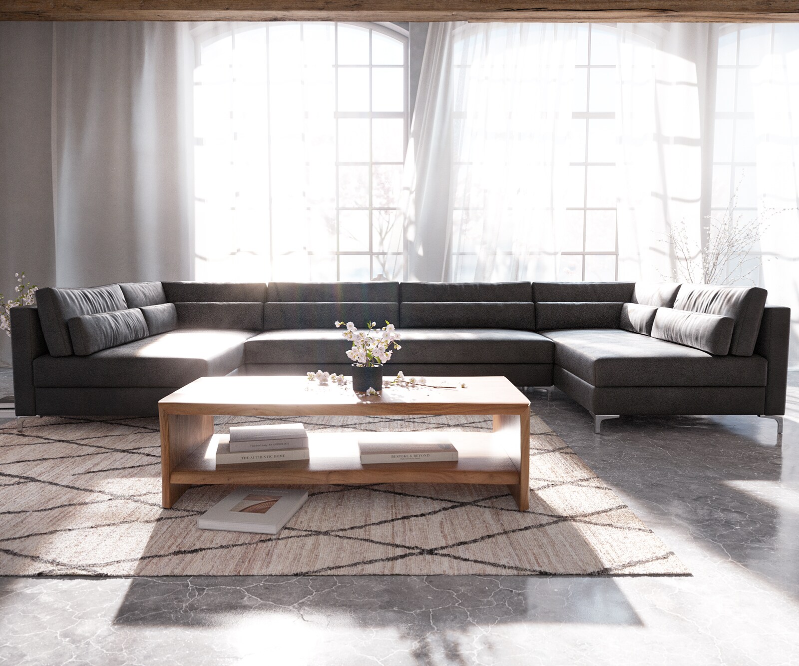 Canapé-panoramique Elio XL 400x185 cm similicuir vintage anthracite 1