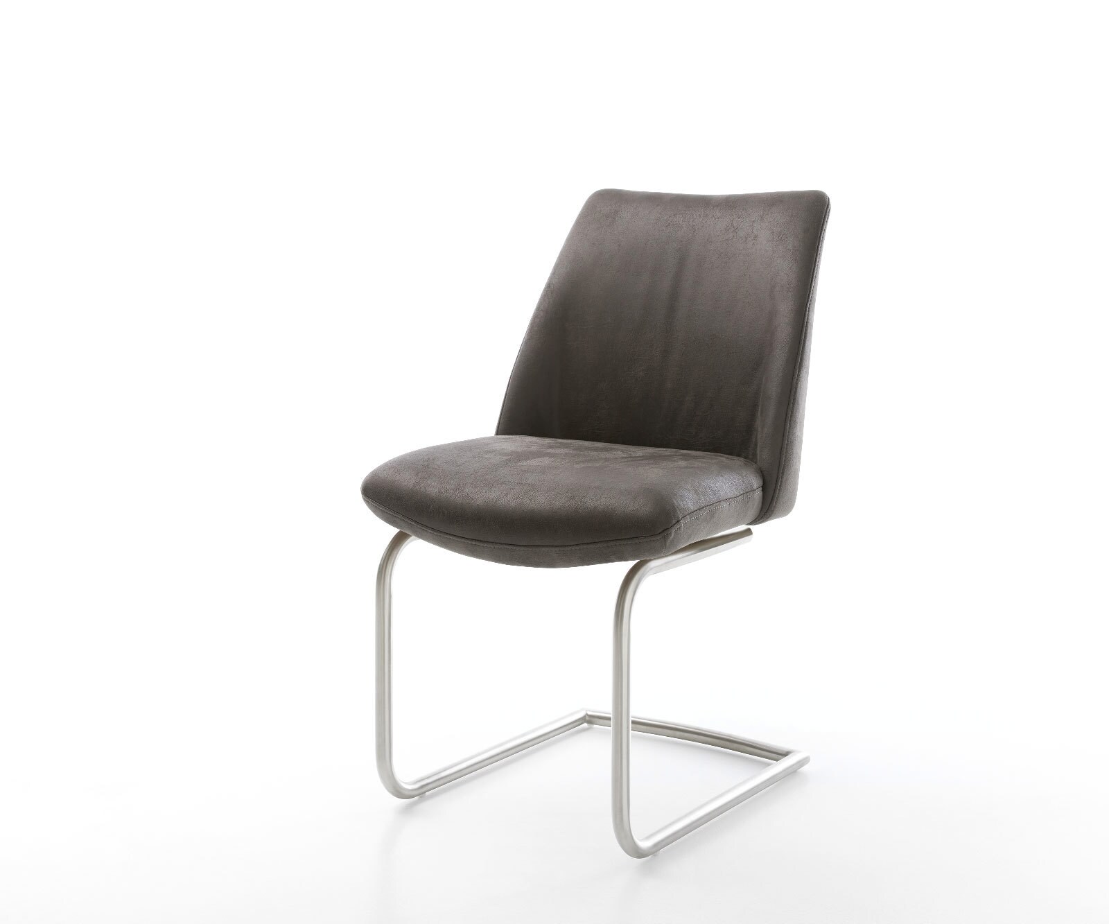 Cantilever Elso-Flex microvelours anthracite vintage pied cantilever rond acier inoxydable brossé ressorts ensachés 1