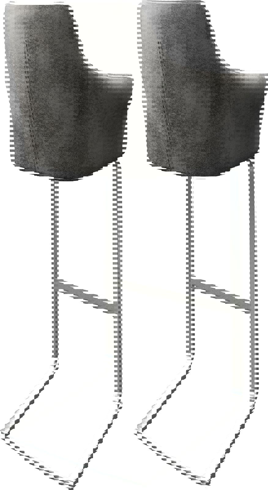 Chaise-de-bar Yulo-Flex vintage gris cantilever plat acier inoxydable 4 Chaise-de-bar Yulo-Flex vintage gris cantilever plat acier inoxydable 4