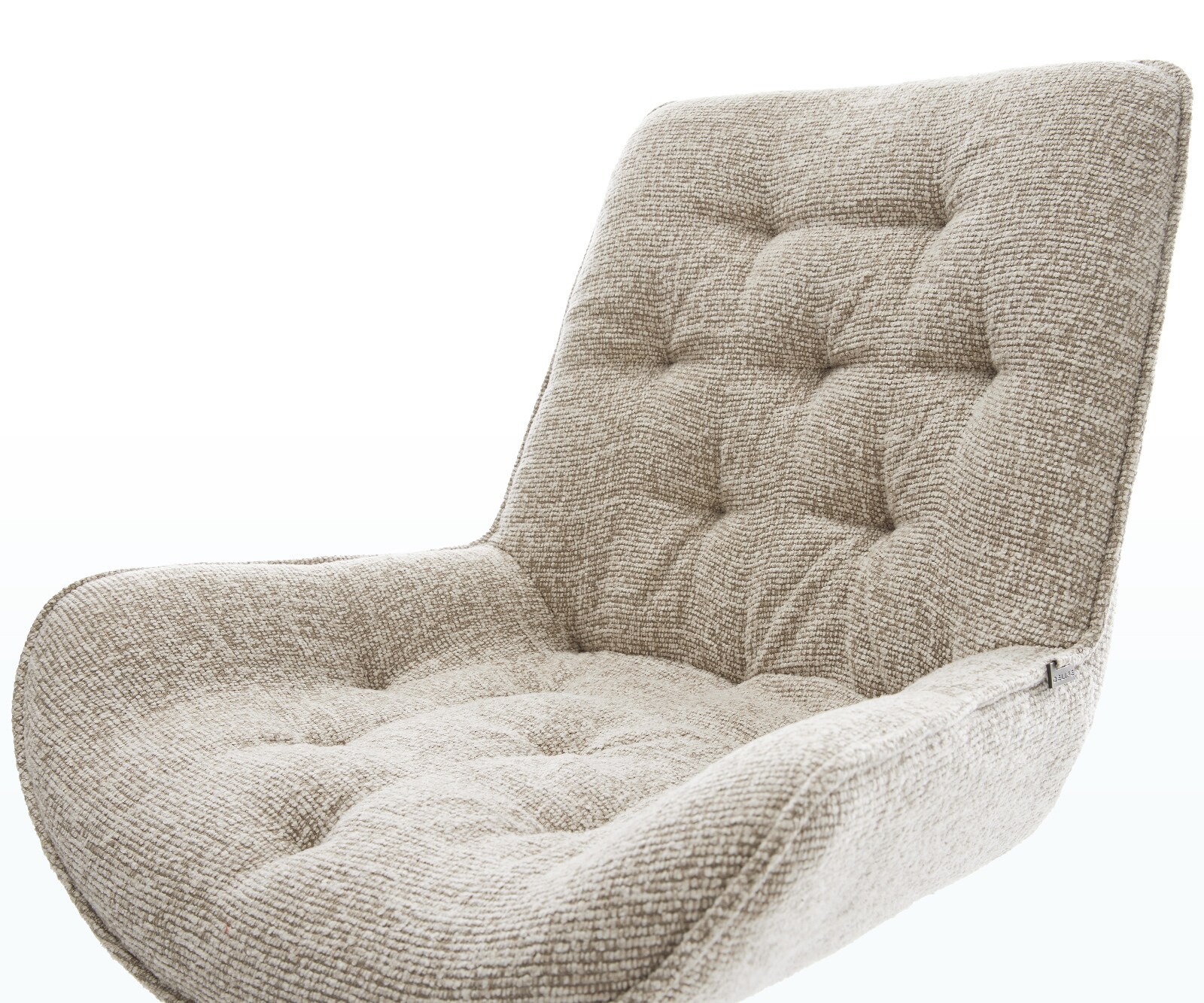 Chaise-pivotante Taimi-Flex tissu tissé doux beige pied en bois angulaire naturel pivotement sur 180° 4