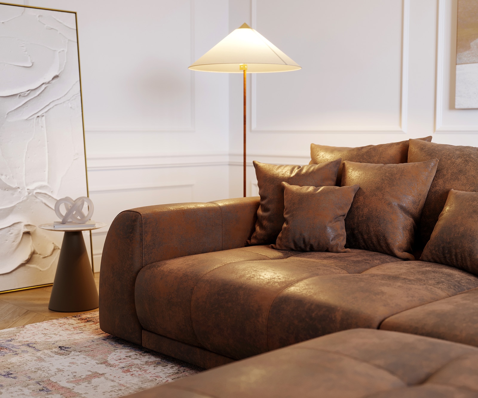 Canapé Violetta 310x135 marron aspect antique coussin tabouret bigsofa 4 Canapé Violetta 310x135 marron aspect antique coussin tabouret bigsofa 4