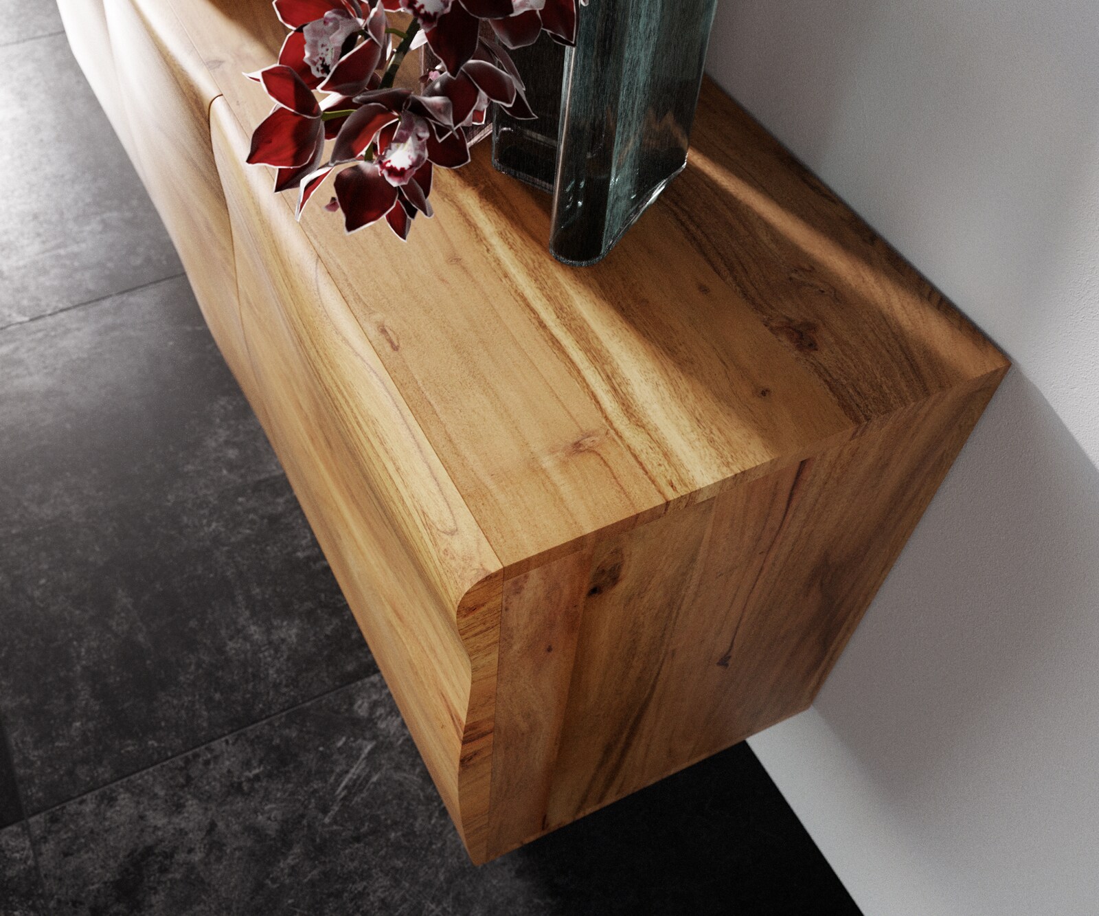 Buffet New Live-Edge 145 cm acacia naturel 3 portes pied aspect flottant métal noir 4