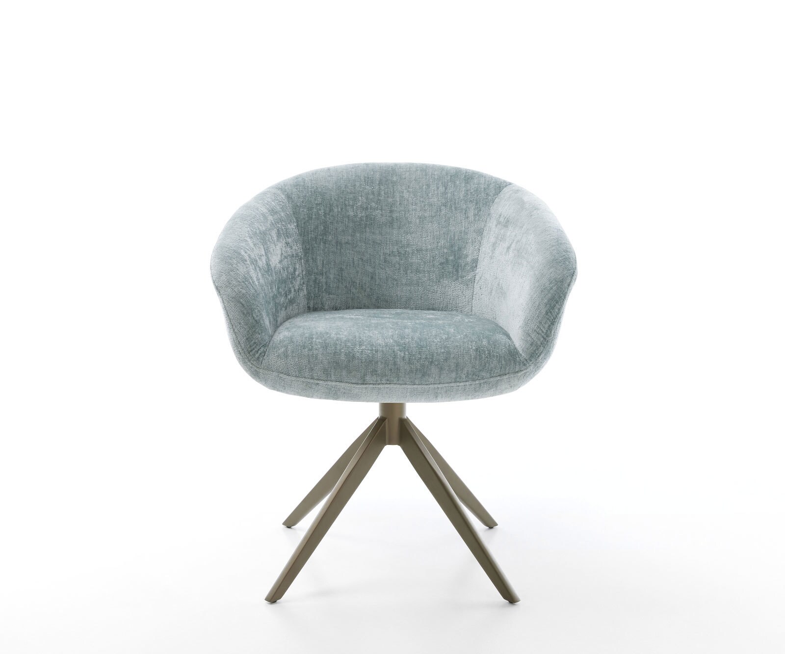Chaise-pivotante Vinka-Flex chenille bleu pastel pied croisé large aspect titane pivotement sur 360° fonction bascule ressorts ensachés 1