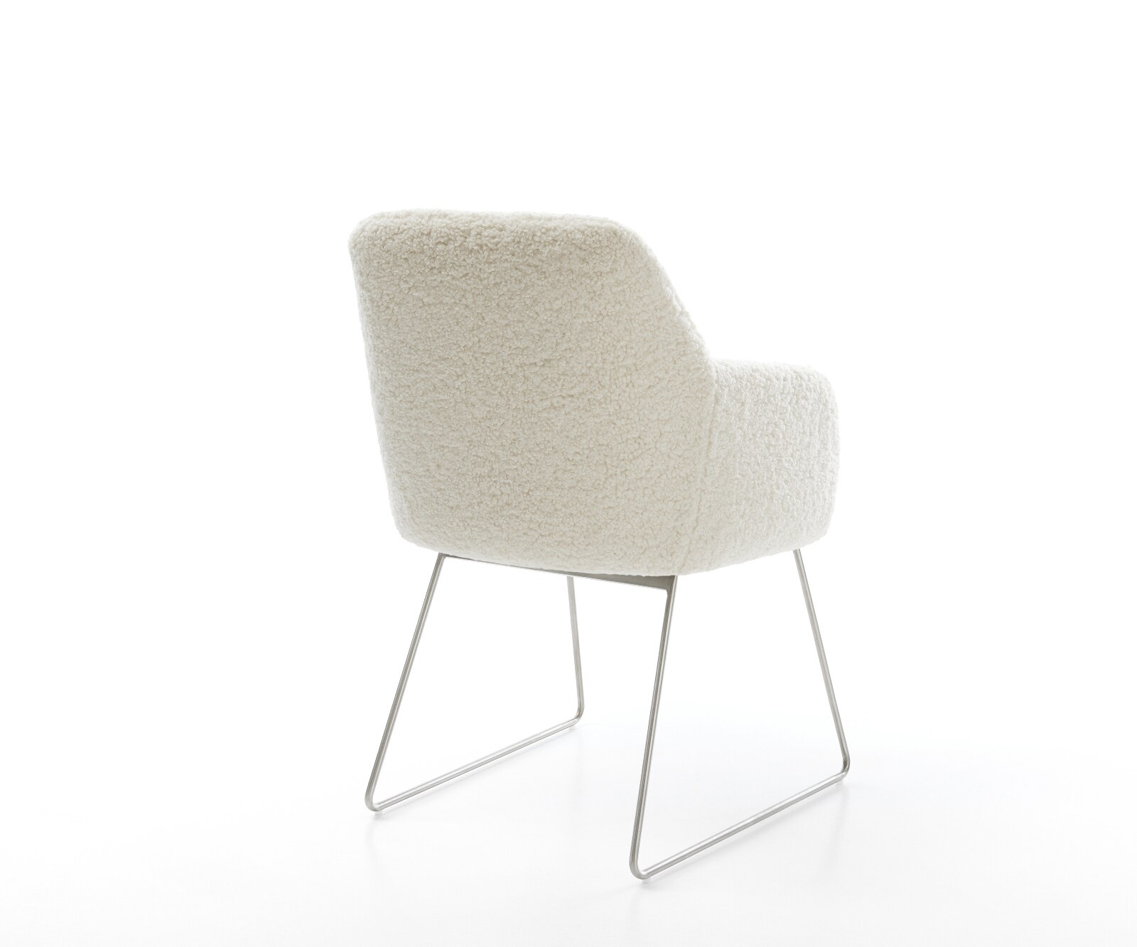 Chaise-de-salle-à-manger Greg-Flex tissu teddy beige pied trapèze acier inoxydable resorts ensachés 5