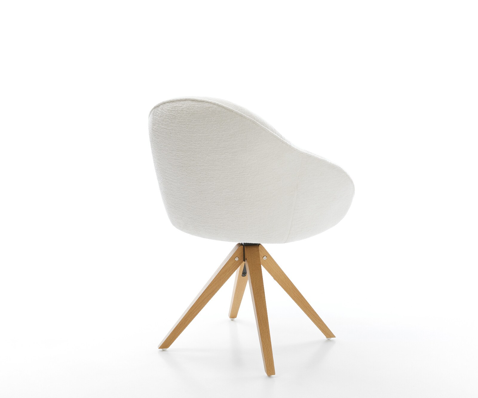 Chaise-pivotante Gaio-Flex bouclé doux beige pied en bois angulaire naturel pivotement sur 180° 4