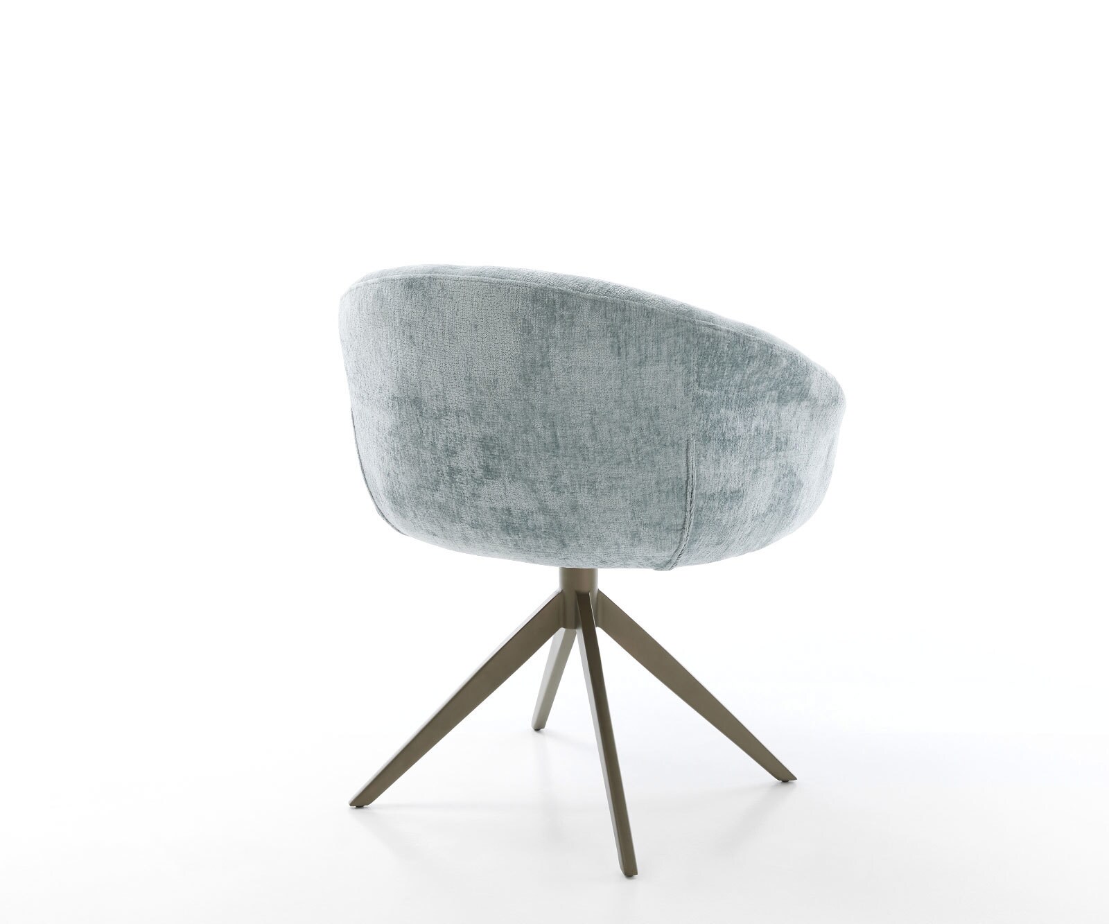 Chaise-pivotante Vinka-Flex chenille bleu pastel pied croisé large aspect titane pivotement sur 360° fonction bascule ressorts ensachés 4