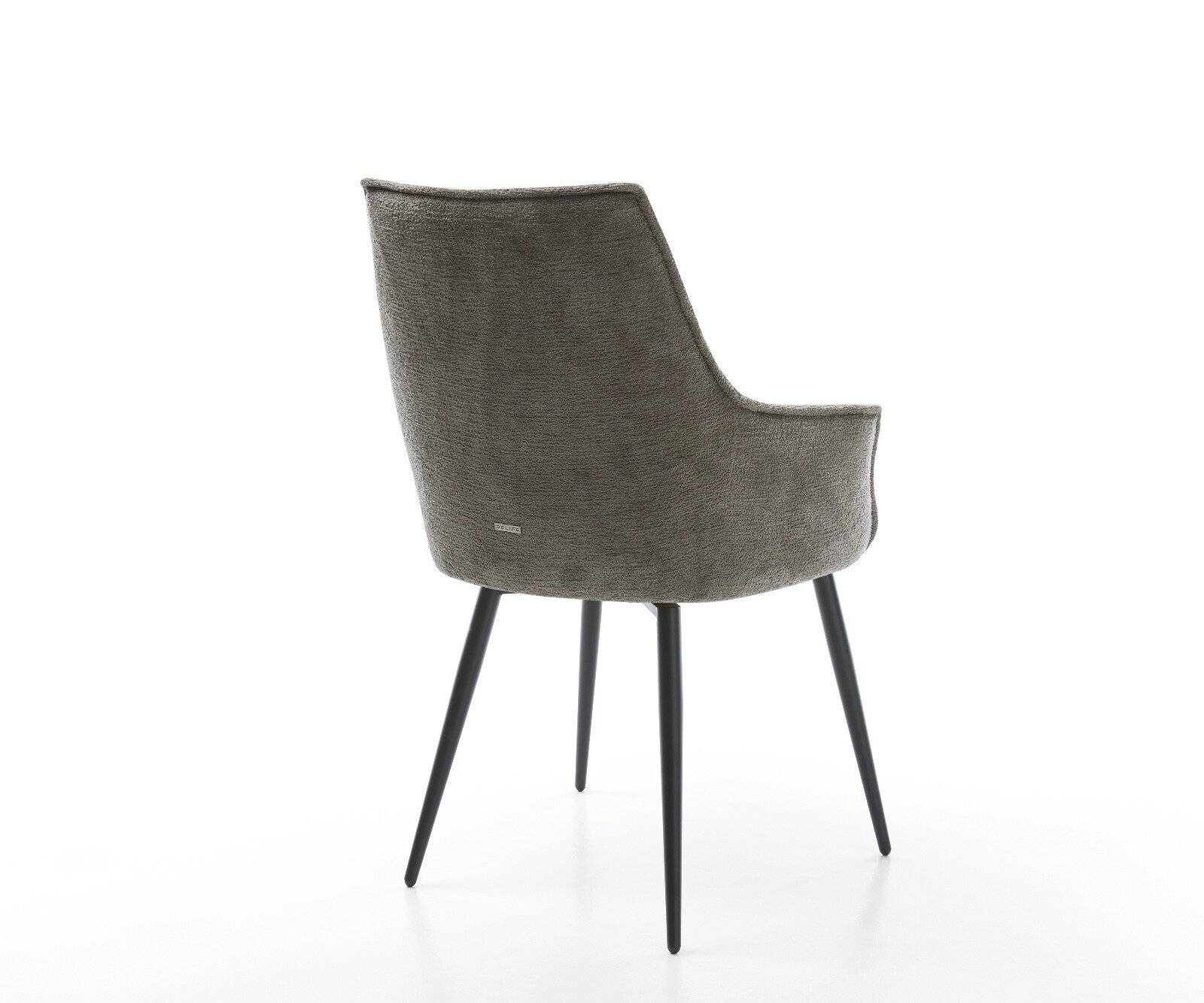 Chaise-de-salle-à-manger Alja-Flex avec accoudoirs bouclé doux couleur boue 4 pieds coniques noir resorts ensachés 4