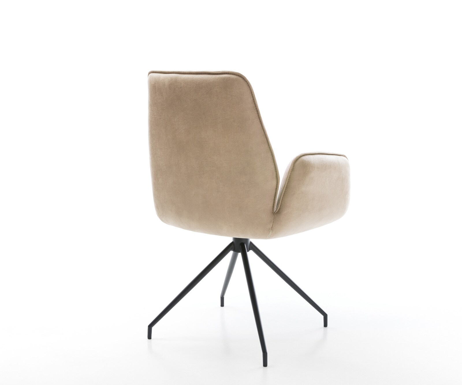 Chaise-de-salle-à-manger Zoa-Flex microvelours beige vintage pied croisé conique noir ressorts ensachés 4