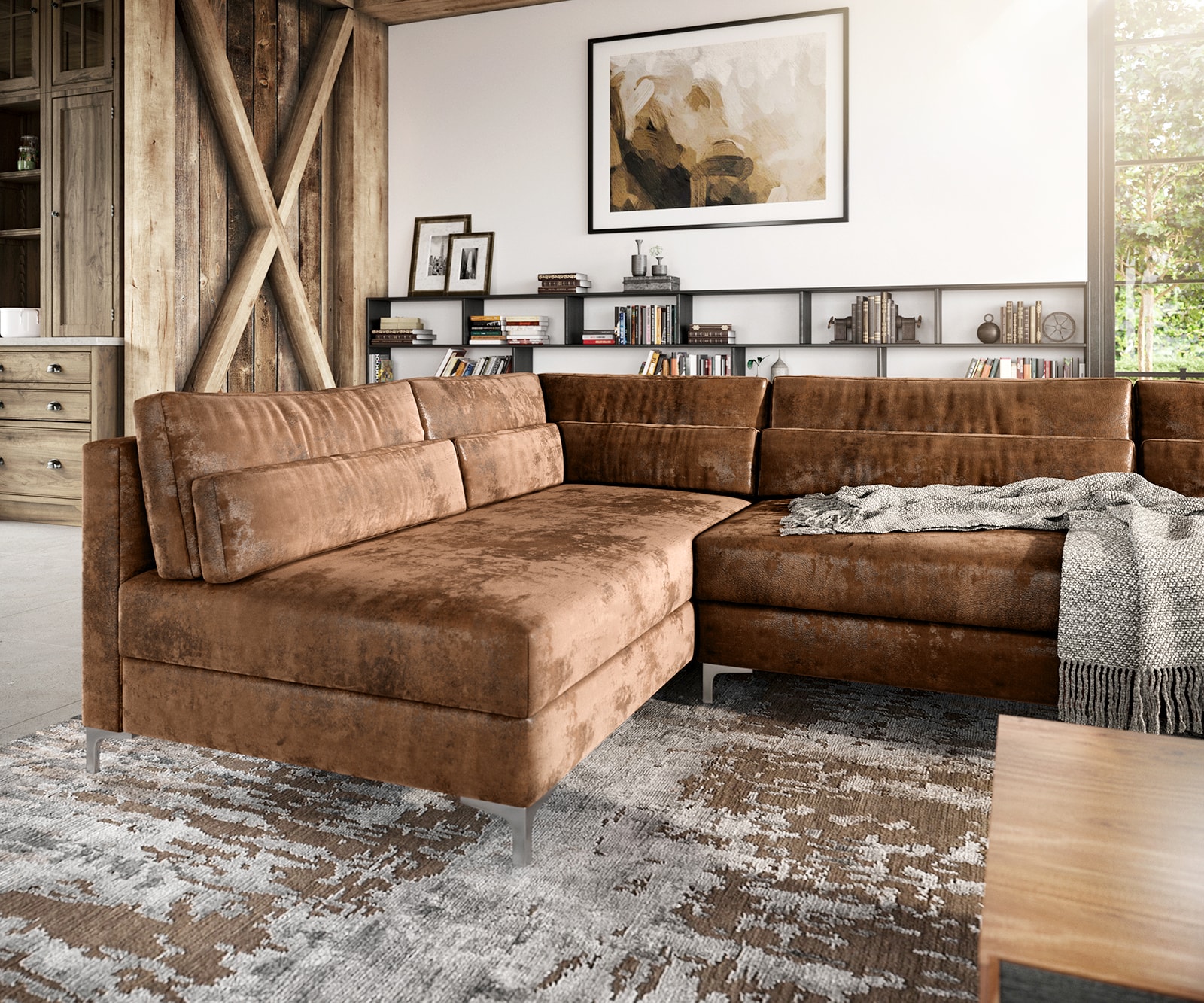 Canapé-panoramique Elio XL 400x185 cm simili cuir vintage marron antique 5 Canapé-panoramique Elio XL 400x185 cm simili cuir vintage marron antique 5