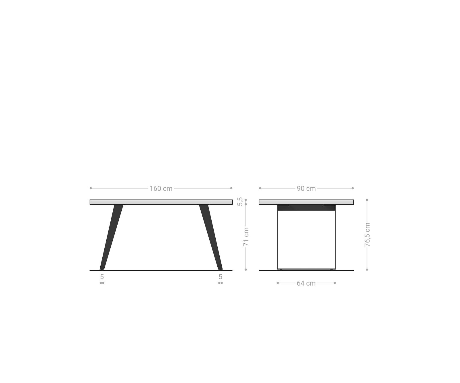 Table à manger Edge 160x90 XL acacia nature acier inoxydable inclinée Live-Edge 6