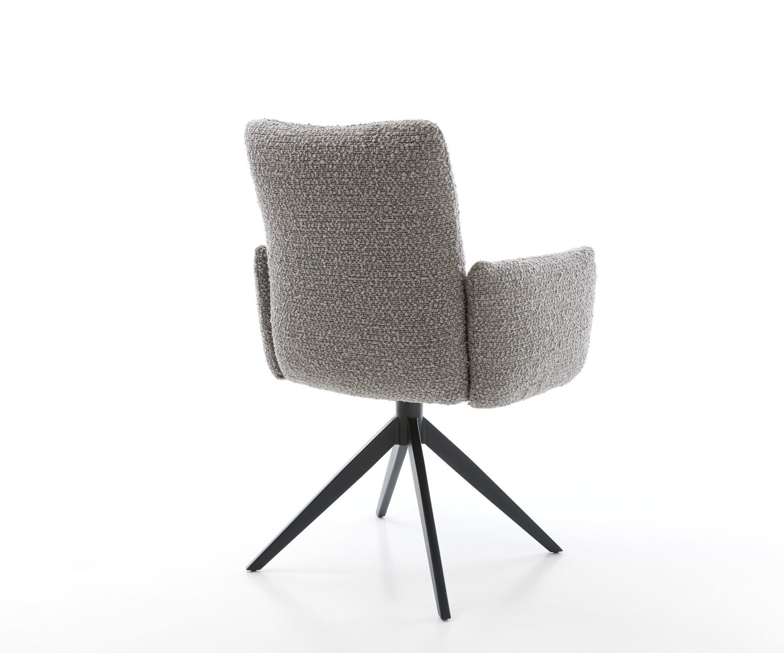 Chaise-pivotante Jova-Flex avec accoudoirs bouclé gris argenté pied croisé large noir pivotement sur 360° ressorts ensachés 5