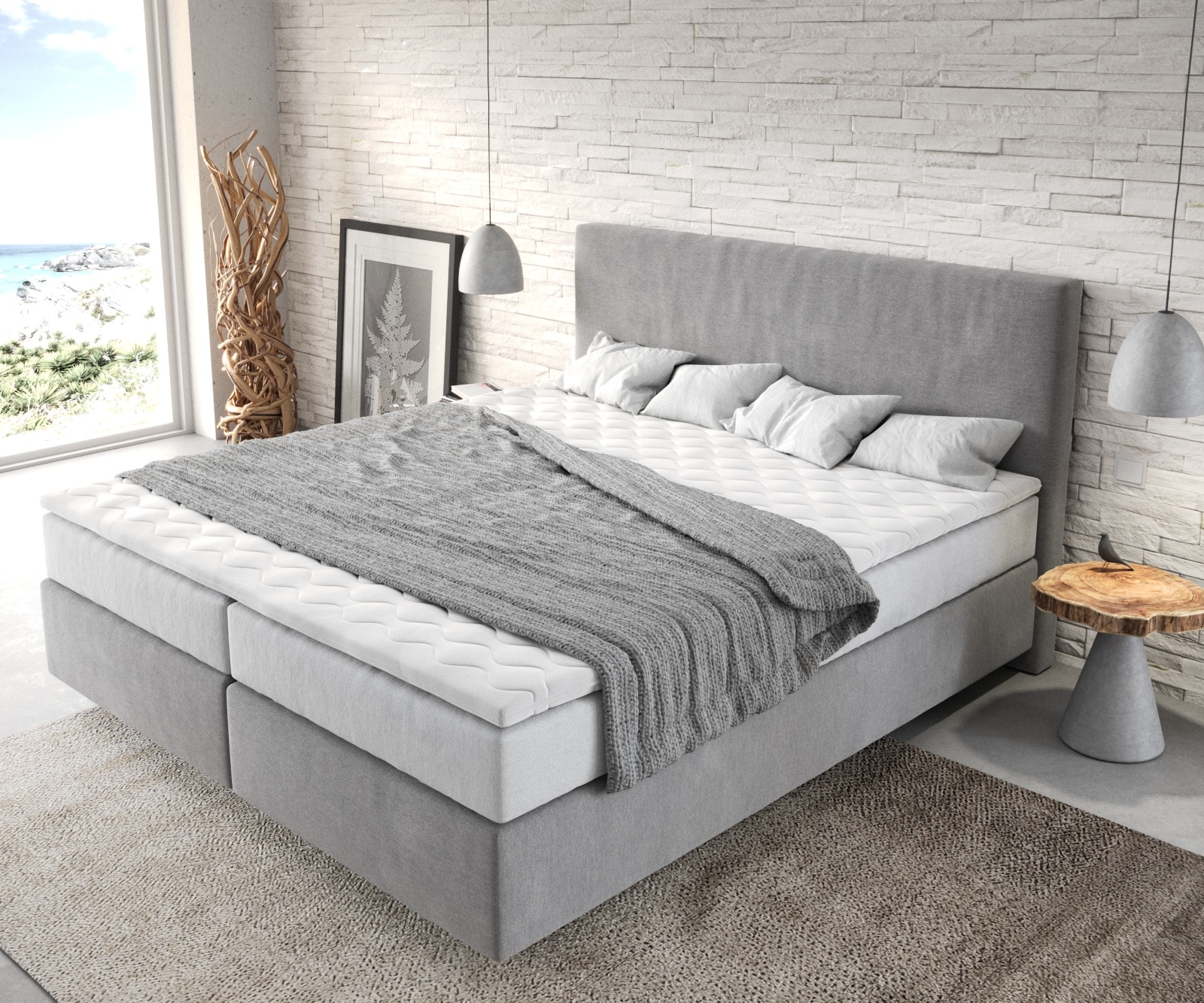 Lit-à-sommier-tapissier Dream-Well 180x200 cm Microfibre Gris avec matelas TFK et Surmatelas viscoélastique 3 Lit-à-sommier-tapissier Dream-Well 180x200 cm Microfibre Gris avec matelas TFK et Surmatelas viscoélastique 3
