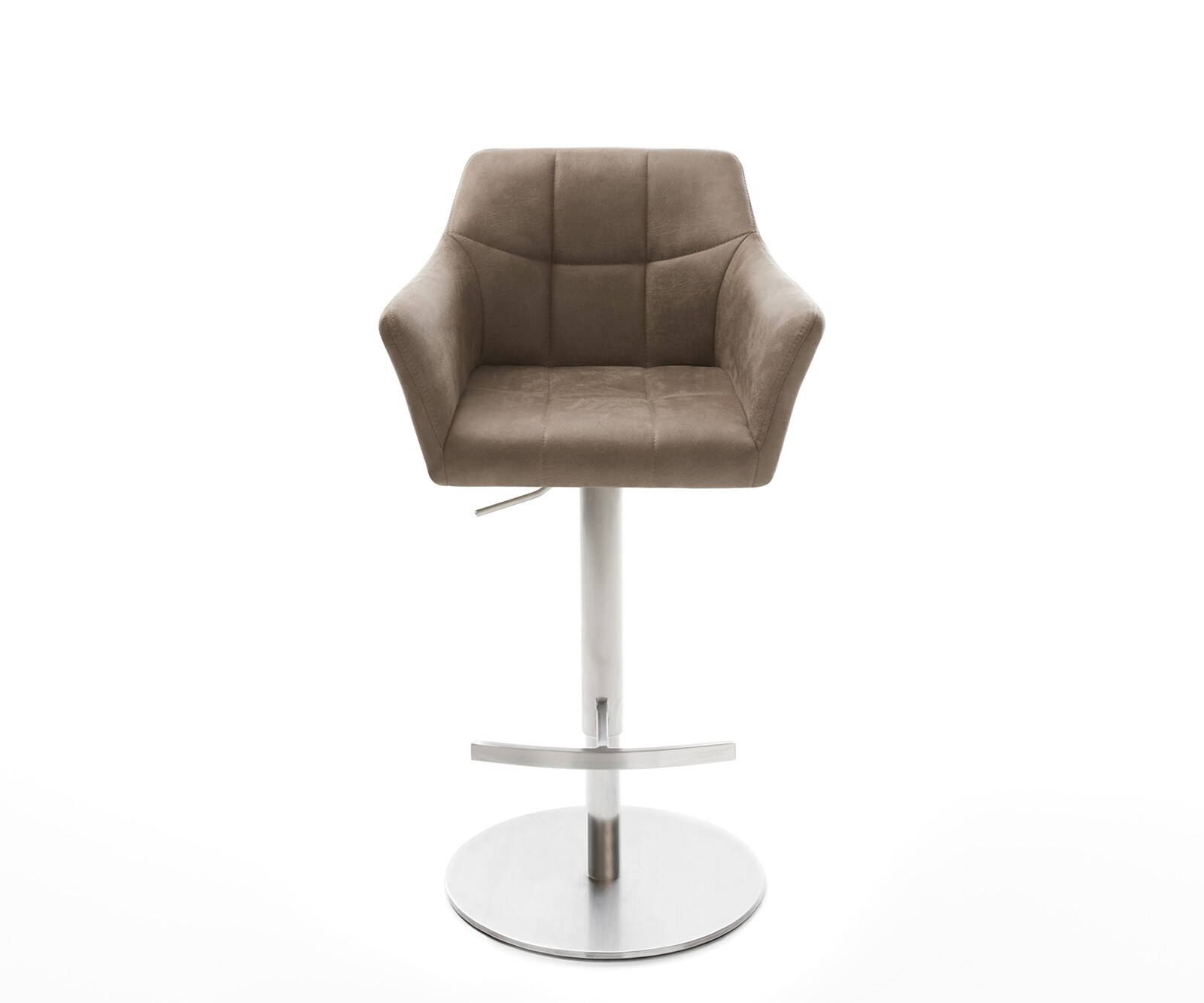 Chaise-de-bar Yulo-Flex vintage taupe base tournante réglable en haut acier inoxydable 1