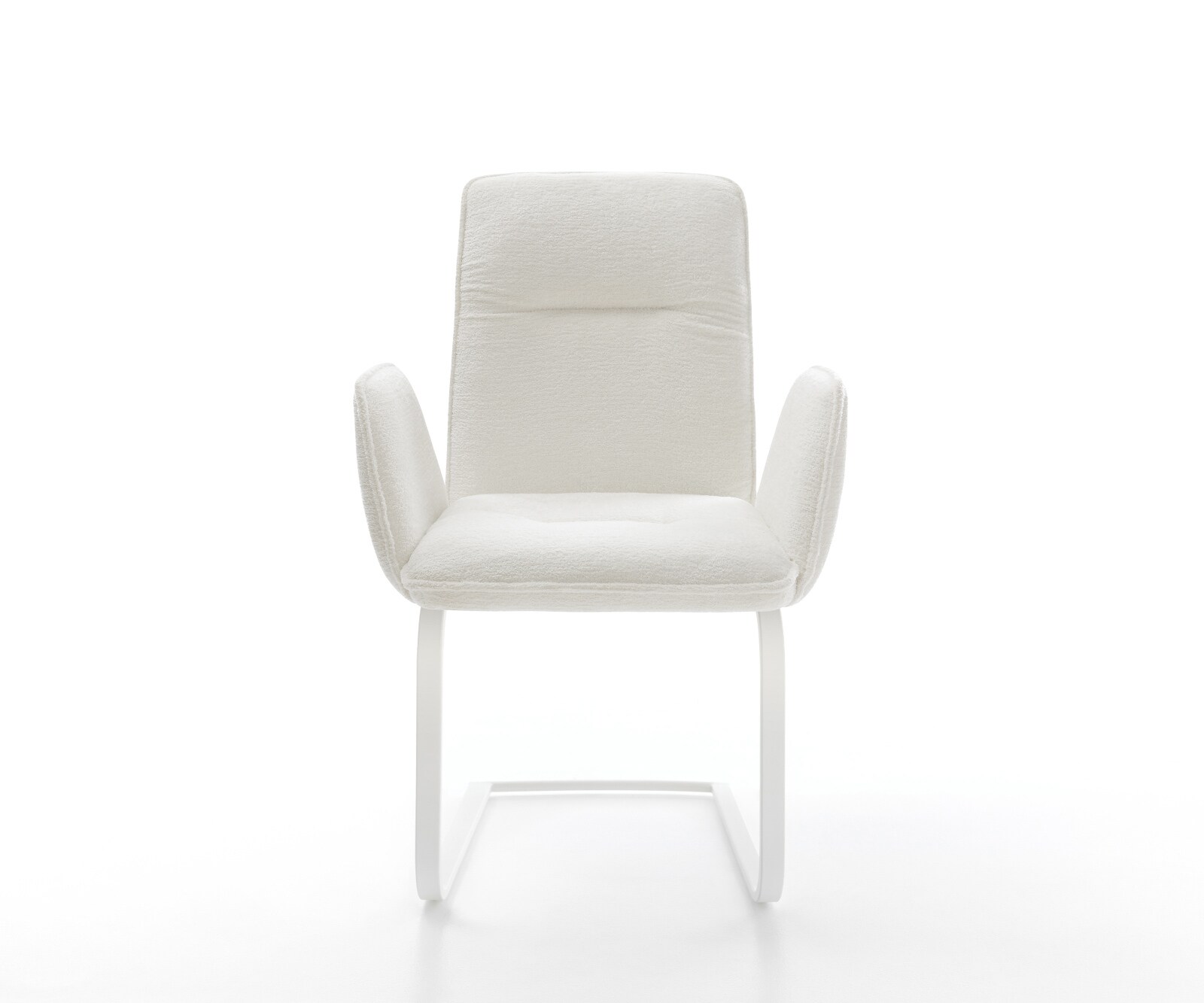 Cantilever Vinja-Flex bouclé doux beige pied cantilever plat blanc 2