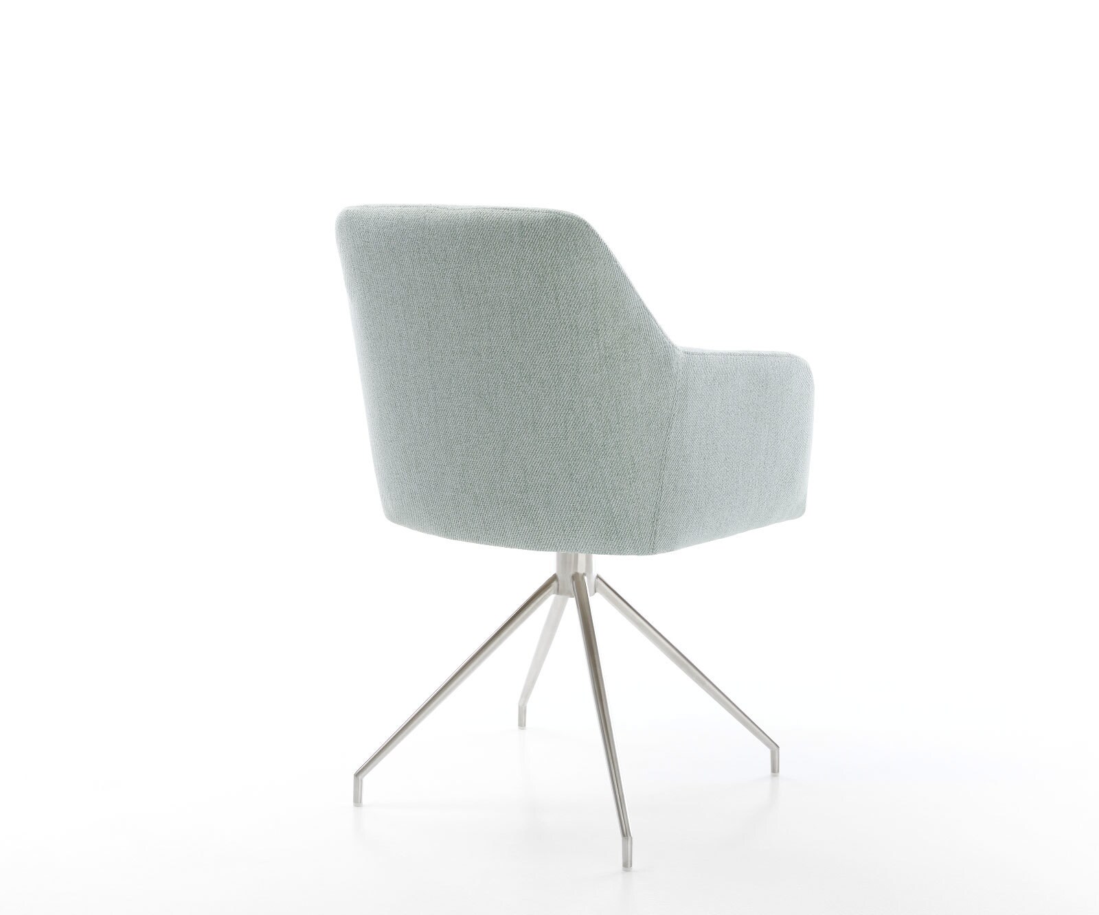 Chaise-de-salle-à-manger Greg-Flex rayures Vert menthe pied croisé conique acier inoxydable brossé 4