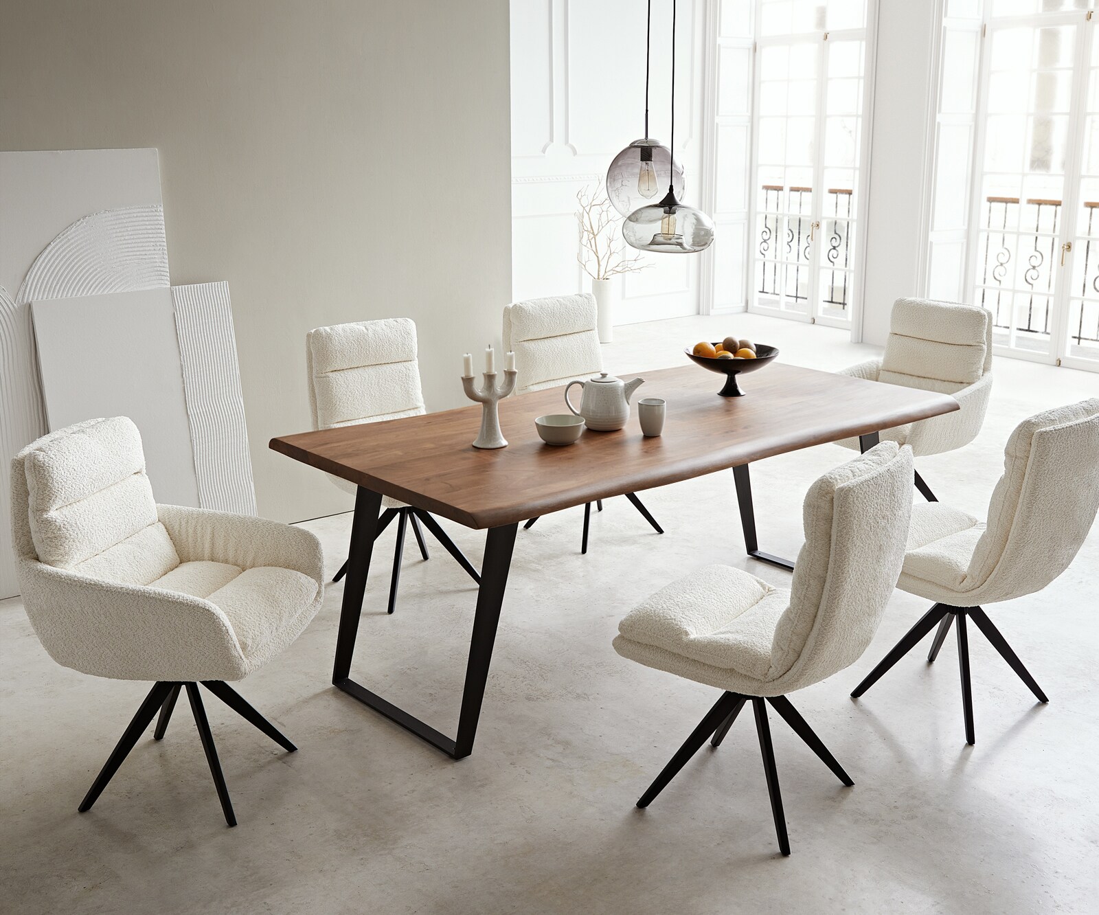 Table-à-manger Edge 200x100 acacia marron métal incliné Live-Edge 8