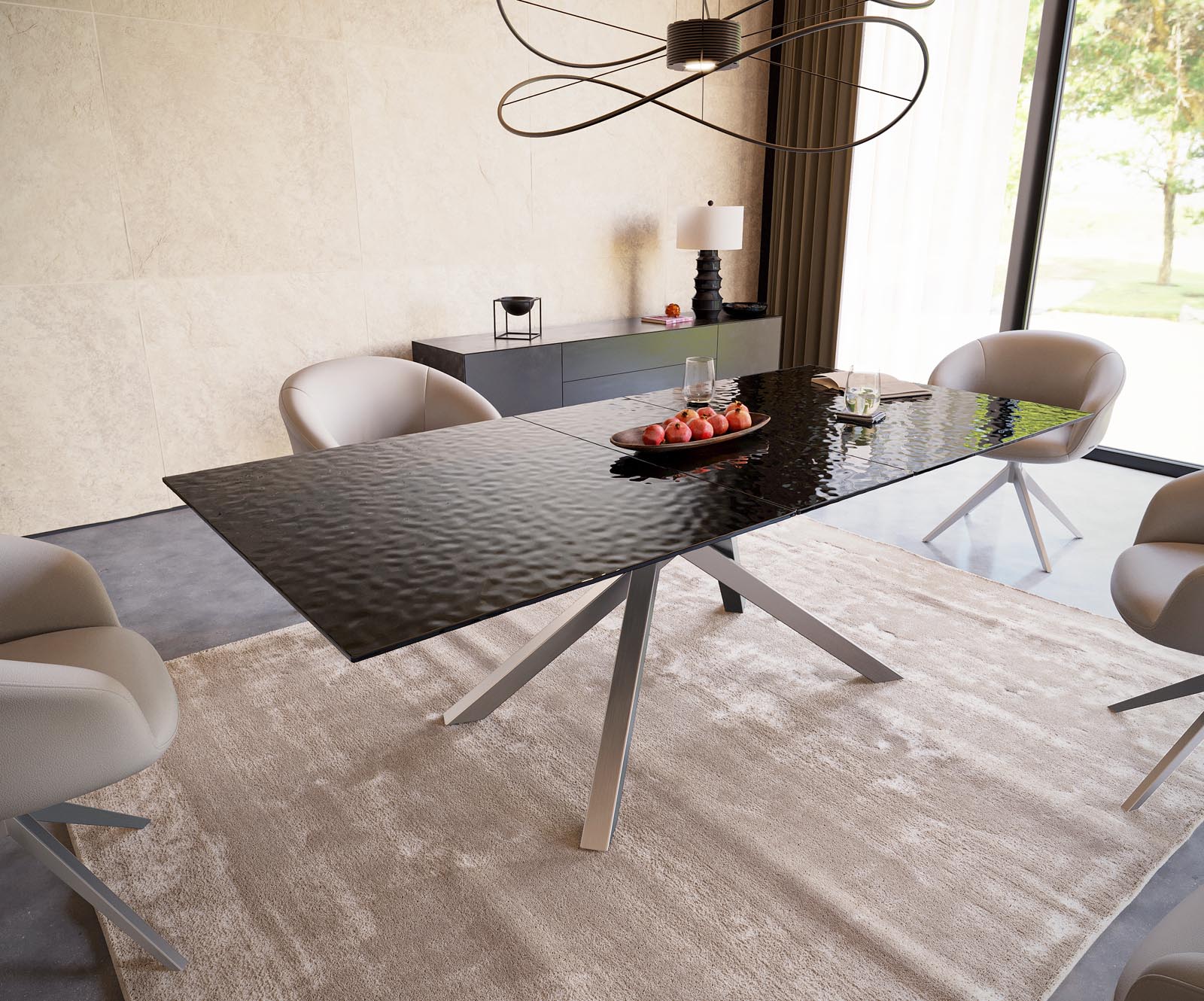 Table de salle à manger Edge Verre Relief extensible 5 Table de salle à manger Edge Verre Relief extensible 5