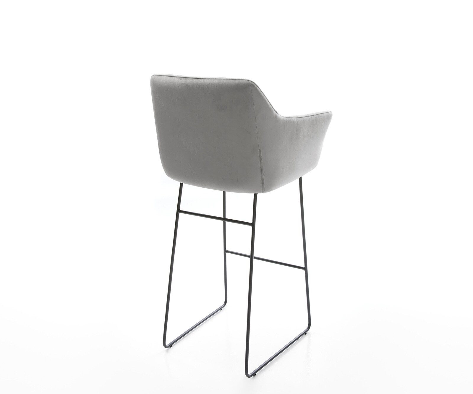 Chaise-de-bar Yulo-Flex velours gris cadre de patins métal 4