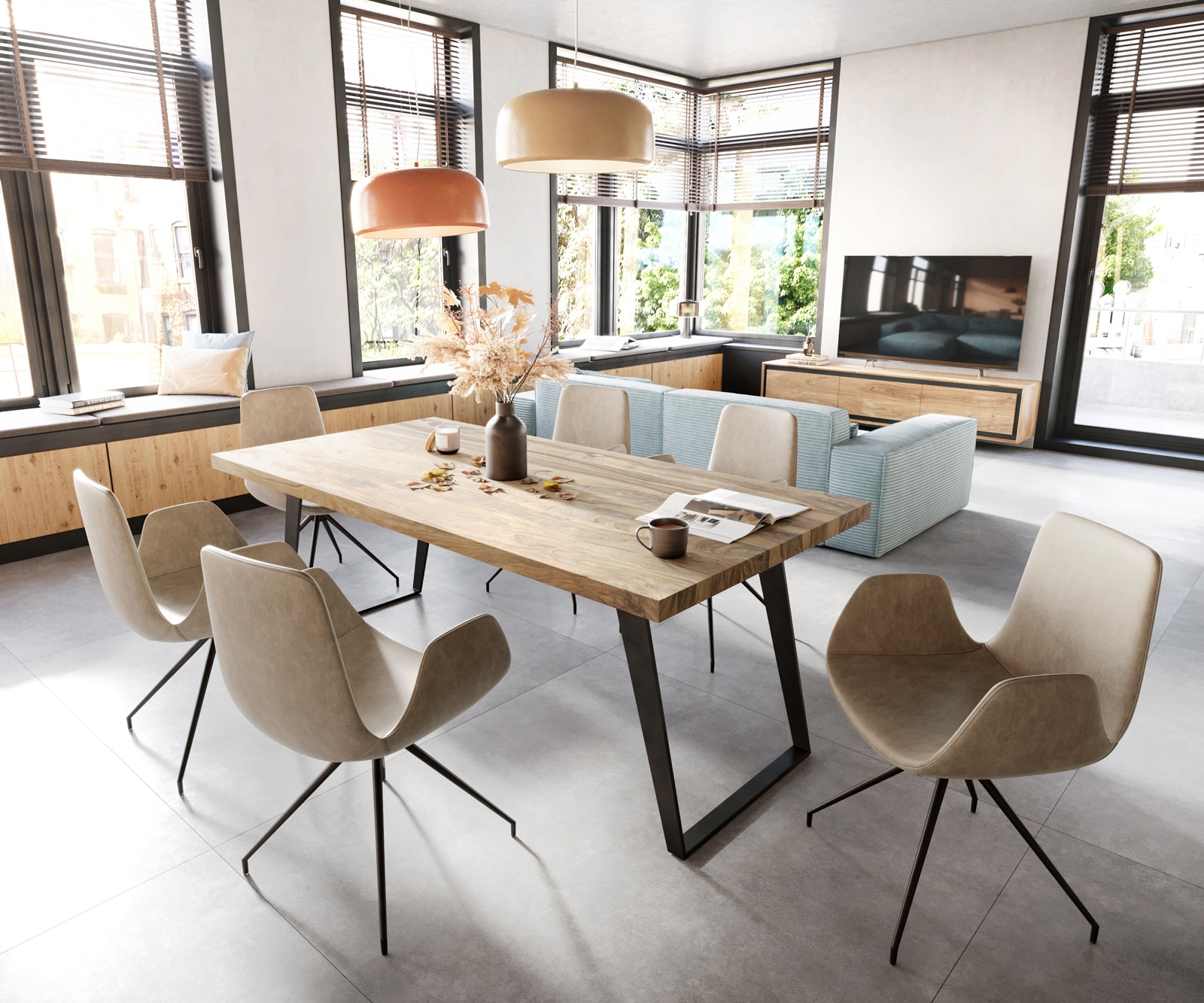 Chaise-de-salle-à-manger Ilia-Flex avec accoudoirs microvelours beige vintage pied croisé conique noir 3 Chaise-de-salle-à-manger Ilia-Flex avec accoudoirs microvelours beige vintage pied croisé conique noir 3