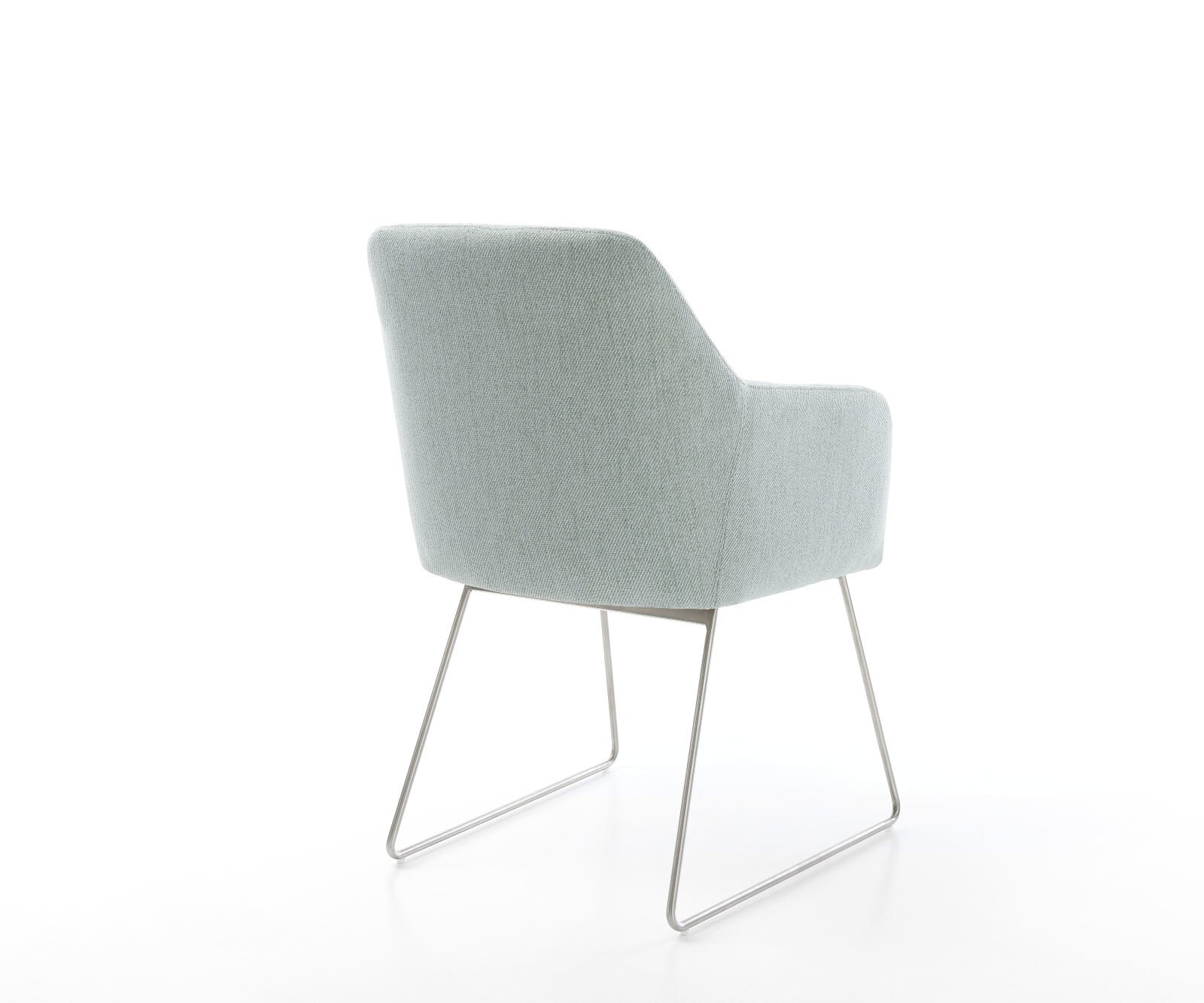 Chaise-de-salle-à-manger Greg-Flex rayures Vert menthe pied trapèze acier inoxydable brossé 4