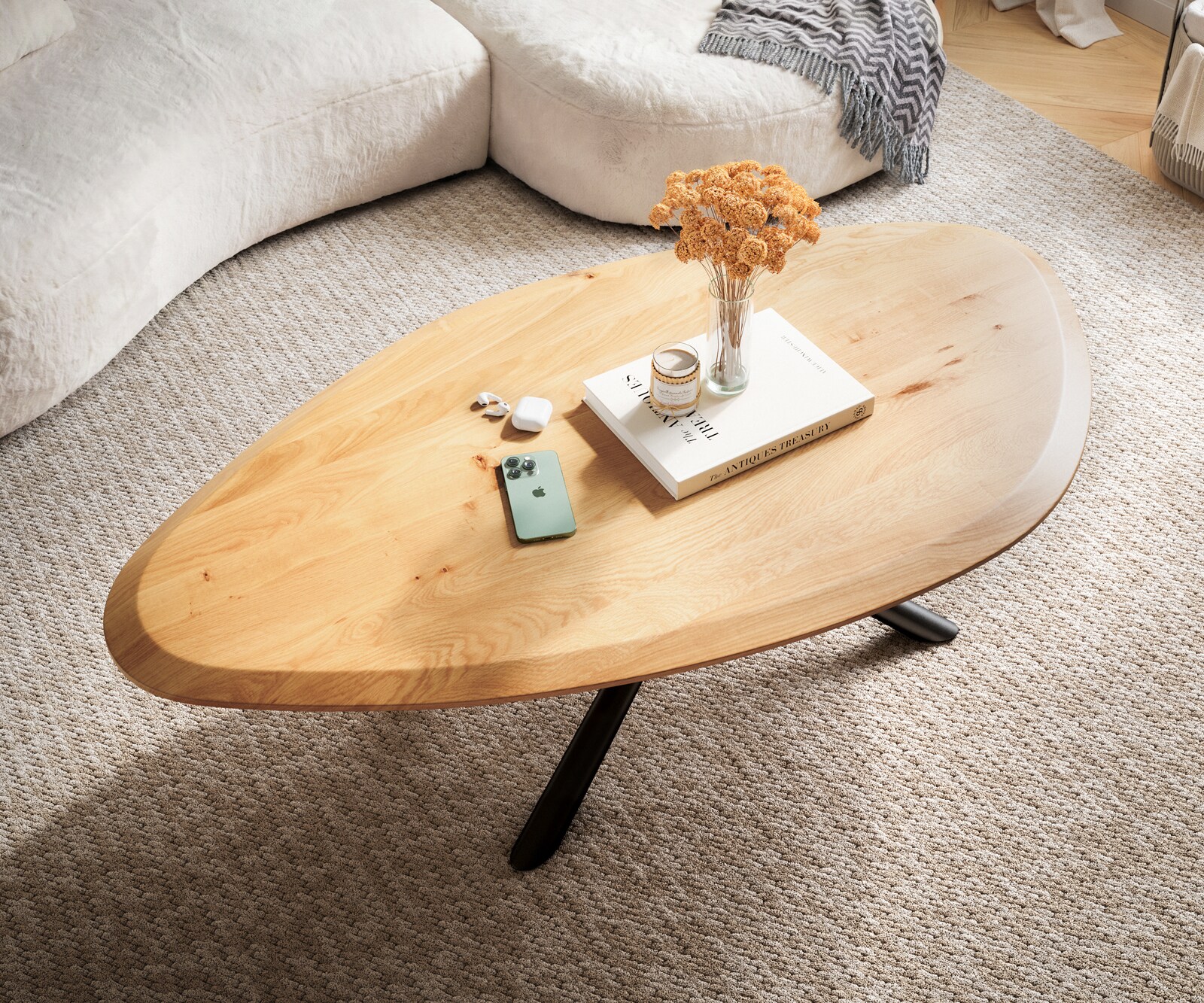 Table basse Edge Organique 140x76 cm Chêne naturel Flow-Edge Sarity Métal Noir 4