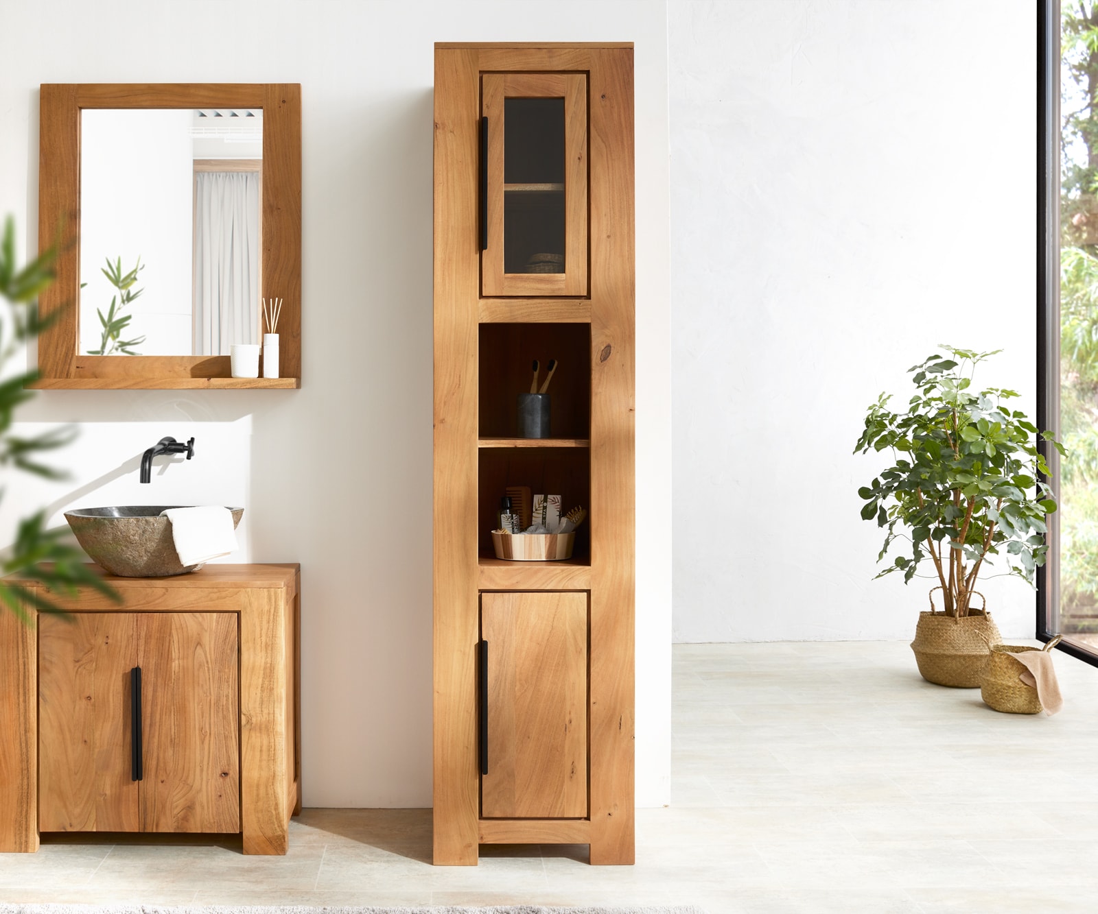 Armoire-haute Solidu 45x185 cm acacia naturel 1 Armoire-haute Solidu 45x185 cm acacia naturel 1