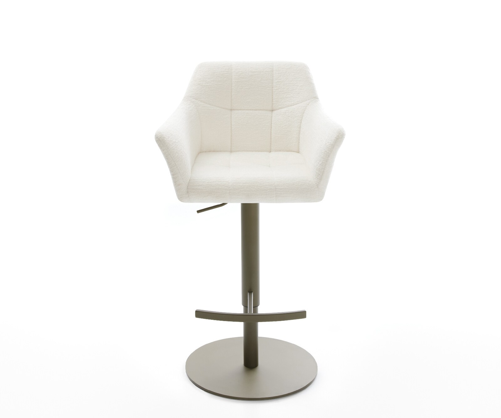 Chaise-de-bar Yulo-Flex Bouclé doux Beige Pied pivotant réglable en hauteur couleur titane Couleur titane 2