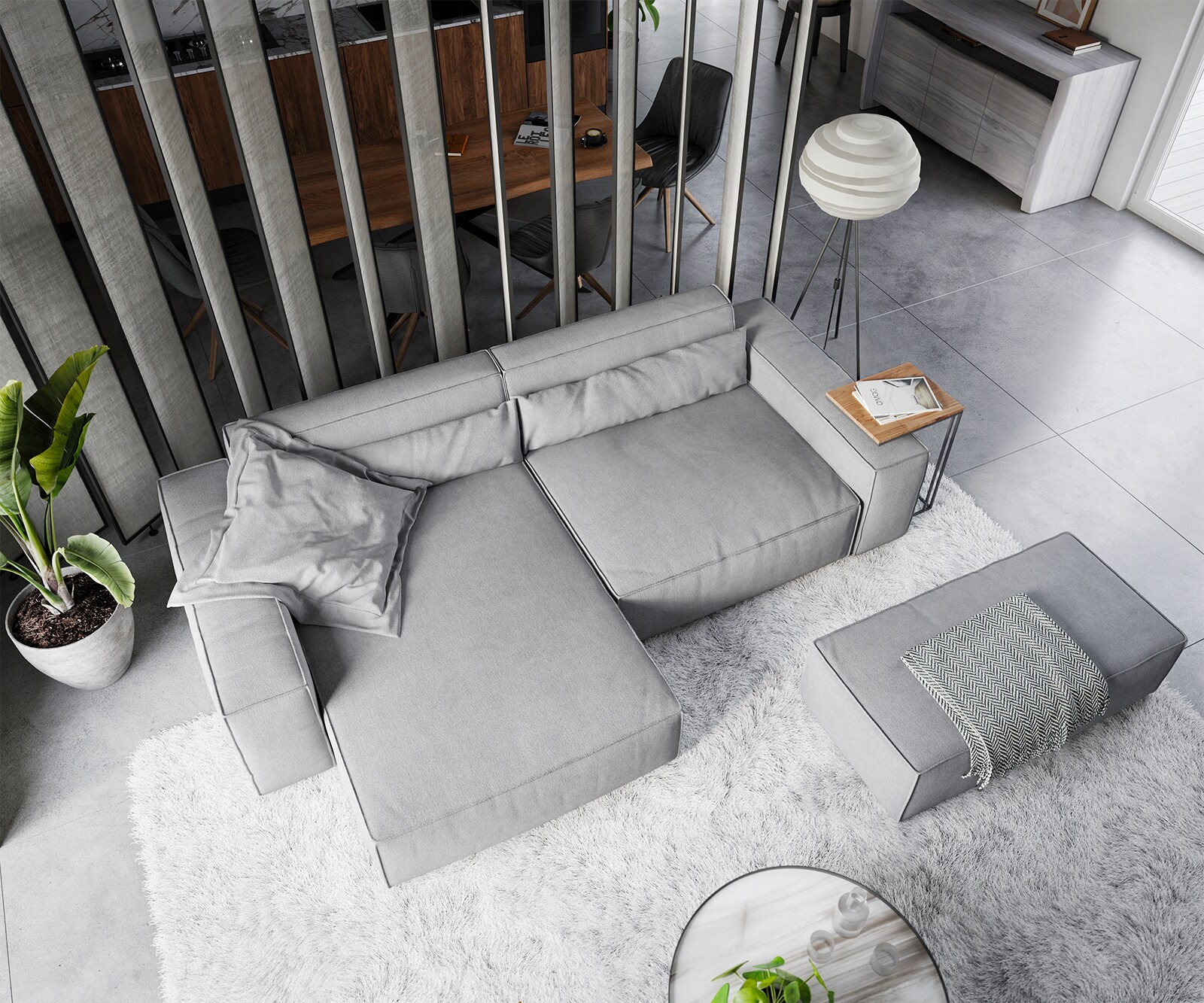 Canapé d'angle Sirpio XL 270x170 cm Microfibre Gris Recamiere variable avec Tabouret 3