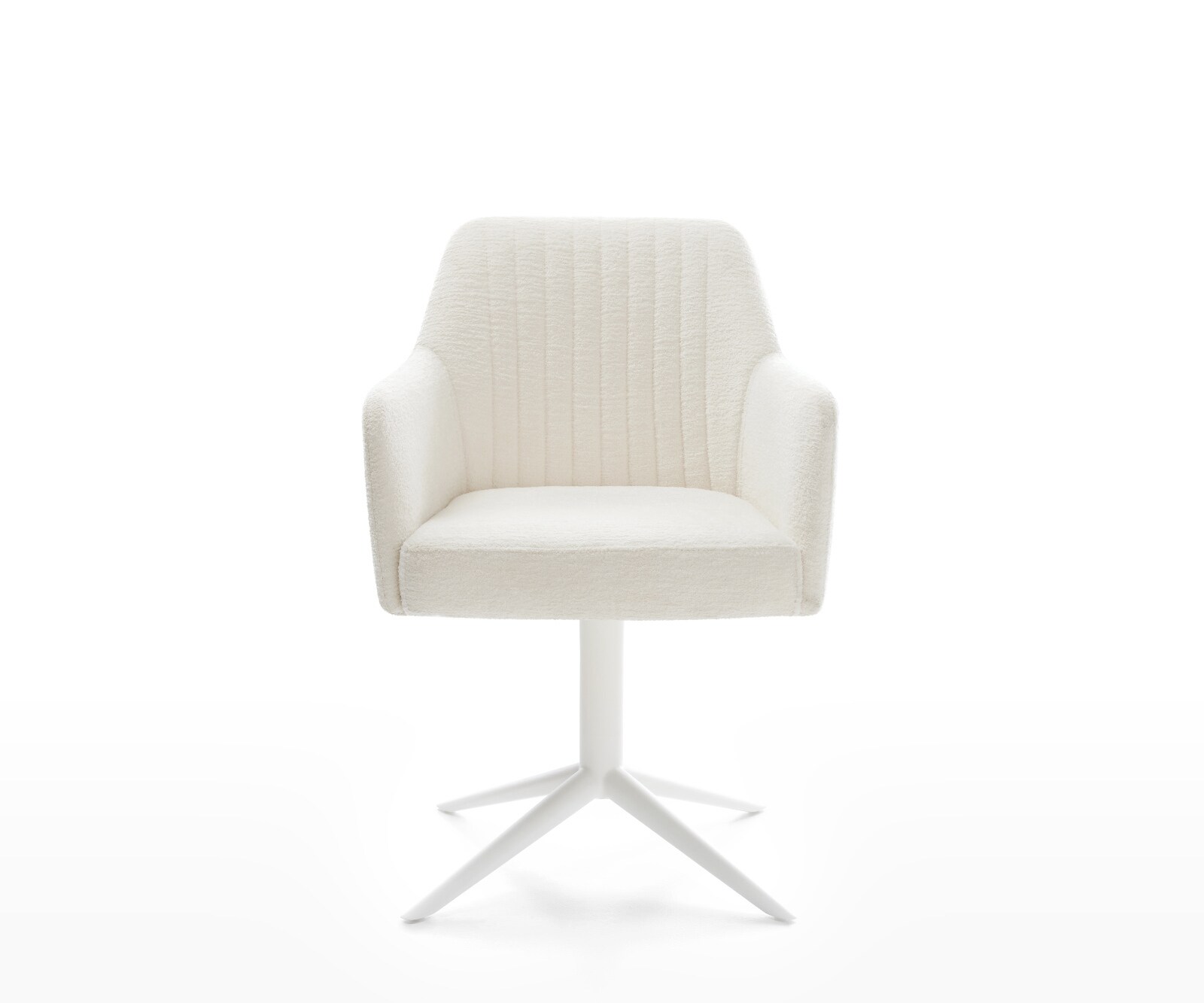 Chaise-pivotante Greg-Flex bouclé doux beige pied de chaise 4 branches blanc pivotement sur 360° fonction bascule resorts ensachés 2