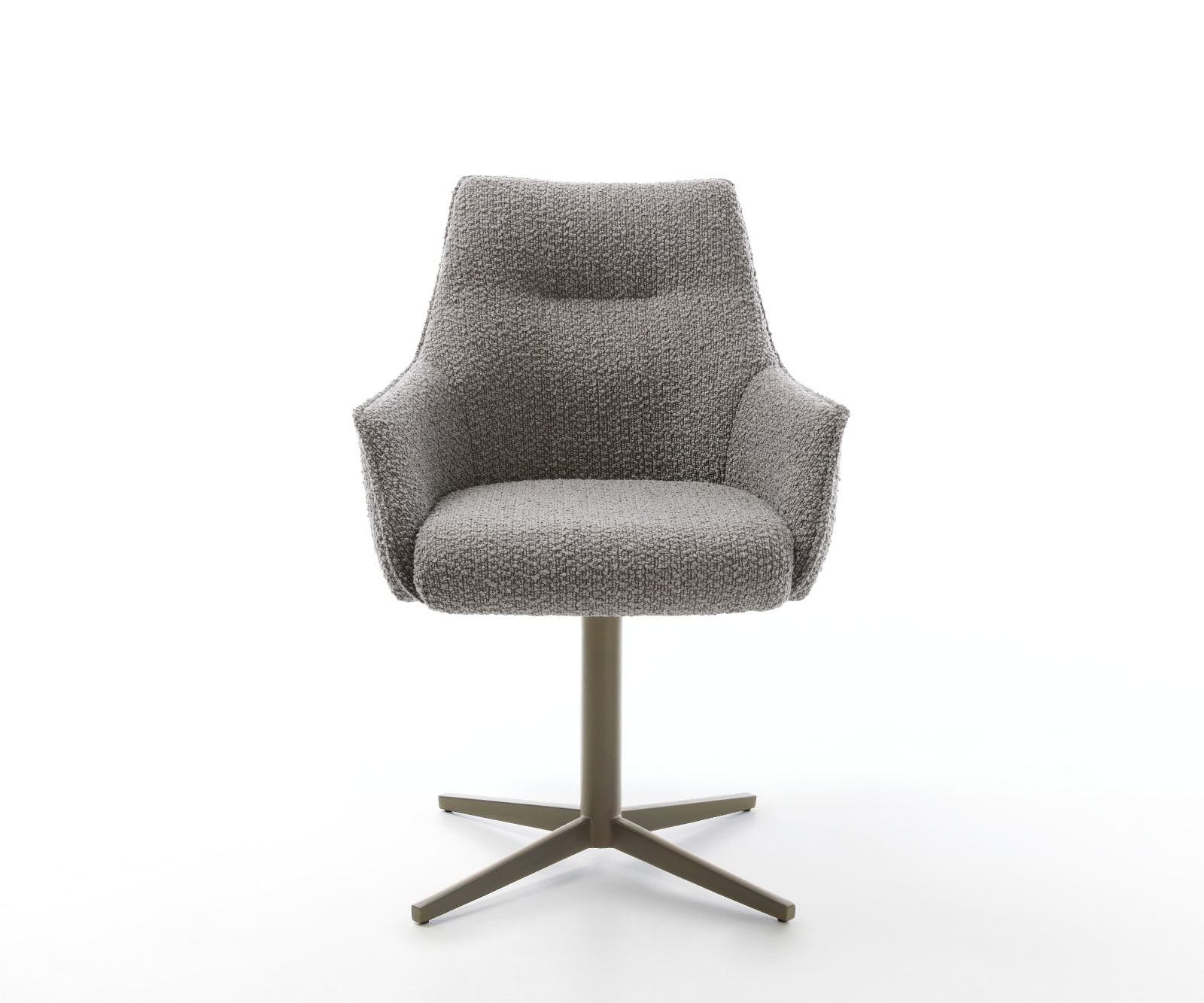 Chaise-pivotante Alja-Flex avec accoudoirs bouclé gris argenté pied de chaise 4 branches aspect titane pivotement sur 360° ressorts ensachés 1 Chaise-pivotante Alja-Flex avec accoudoirs bouclé gris argenté pied de chaise 4 branches aspect titane pivotement sur 360° ressorts ensachés 1