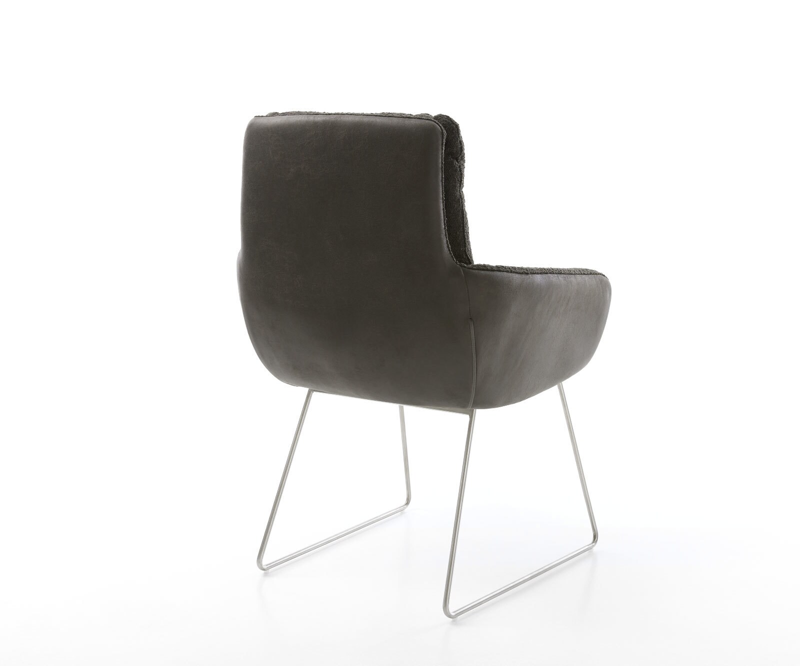 Chaise-de-salle-à-manger Abelia-Flex avec accoudoirs tissu mixte noir pied trapèze acier inoxydable brossé 4 Chaise-de-salle-à-manger Abelia-Flex avec accoudoirs tissu mixte noir pied trapèze acier inoxydable brossé 4