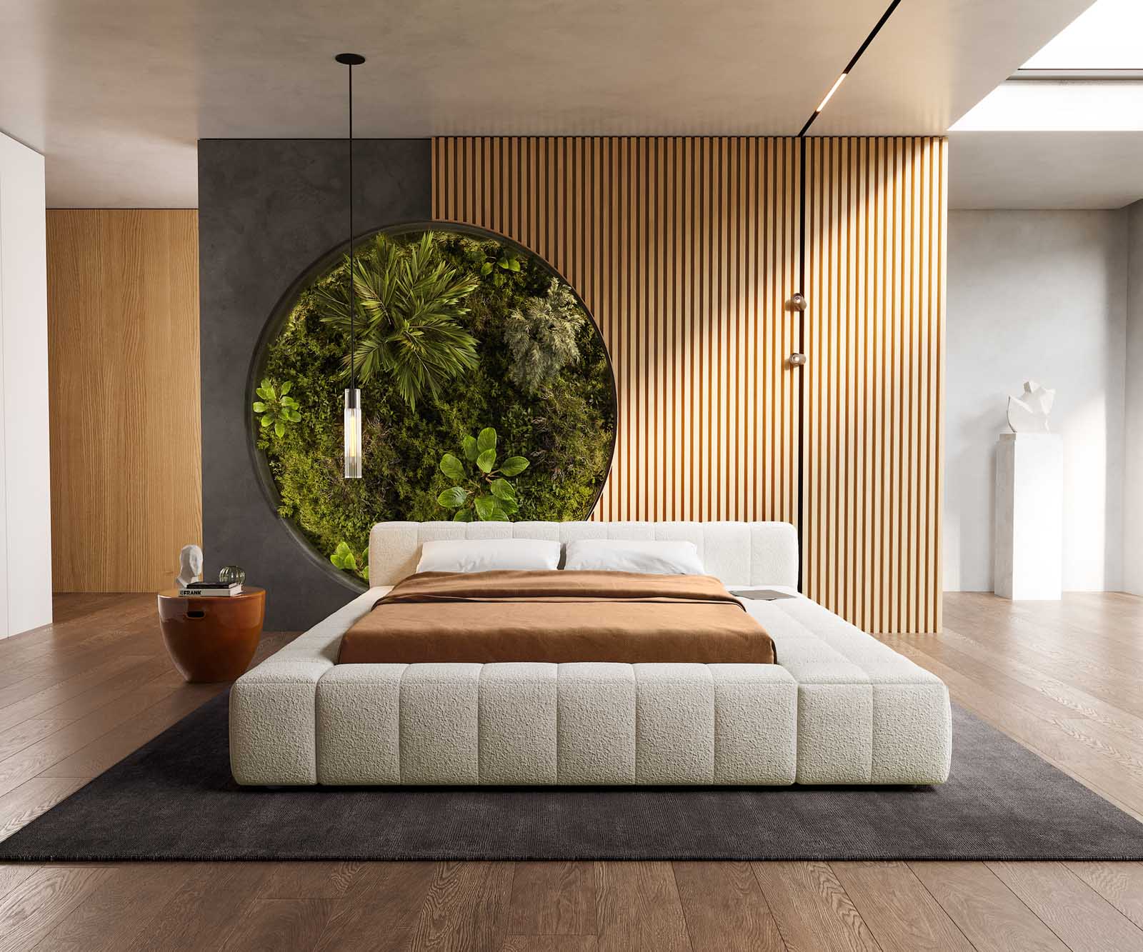 Sommier-Espazio 140x200 cm Bouclé Crème-Blanc avec espace de rangement 1