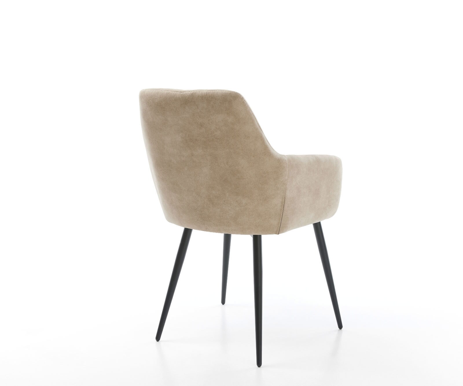 Chaise-de-salle-à-manger Pejo-Flex microvelours beige vintage 4 pieds coniques noir ressorts ensachés 5