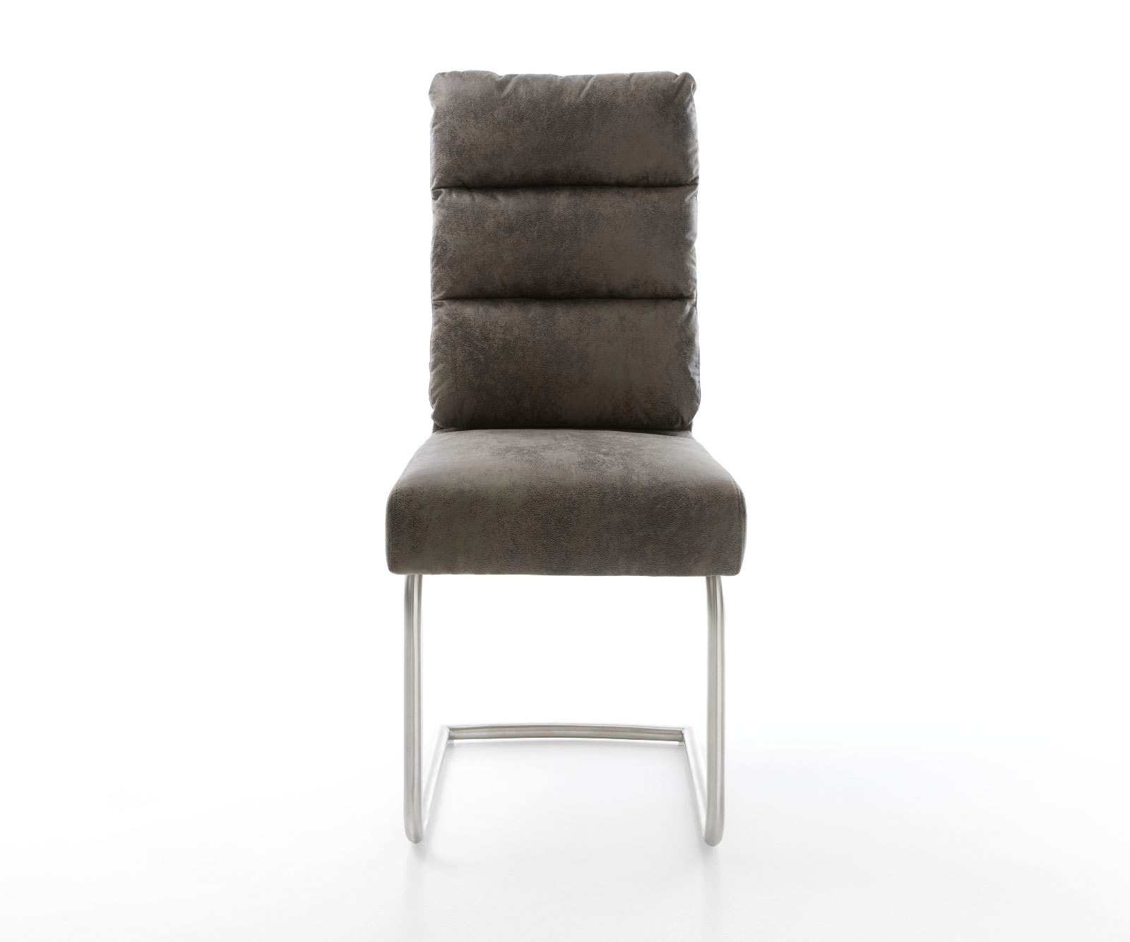 Cantilever Pela-Flex microvelours gris antique pied cantilever rond acier inoxydable brossé ressorts ensachés 2