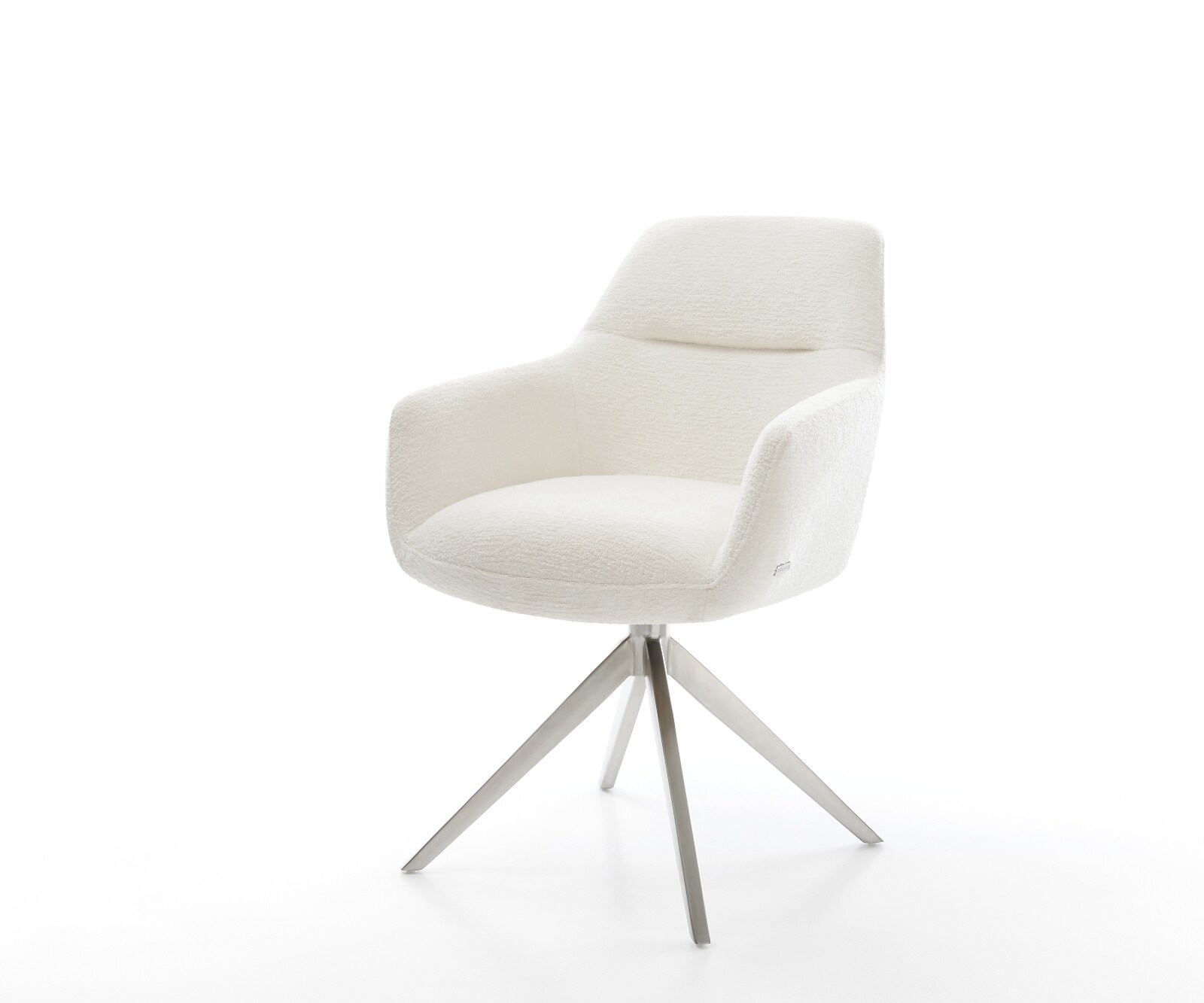 Chaise-pivotante Pejo-Flex bouclé doux beige pied croisé large acier inoxydable pivotement sur 360° fonction bascule resorts ensachés 1