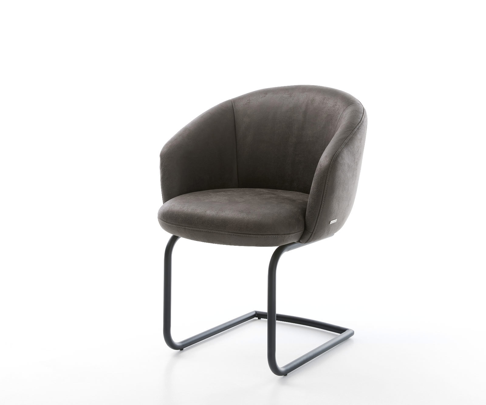 Cantilever Caja-Flex avec accoudoirs microvelours anthracite vintage pied cantilever rond noir ressorts ensachés 1