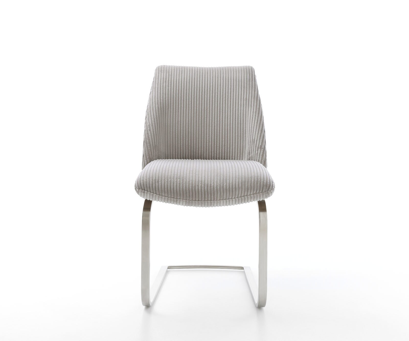 Cantilever Elso-Flex côtelé gris argenté pied cantilever plat acier inoxydable brossé ressorts ensachés 2
