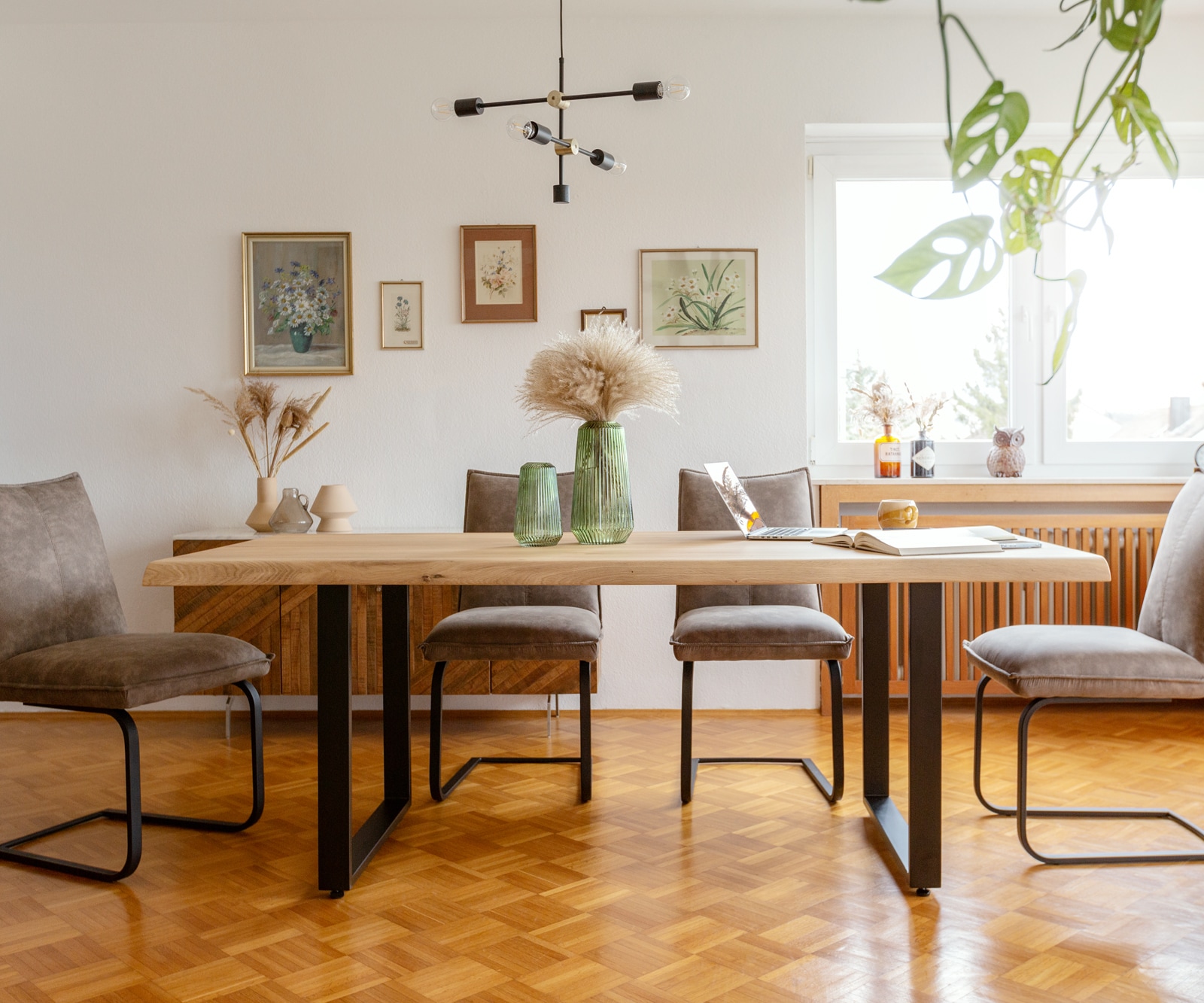 Table à manger Edge 200x100 chêne nature patin noir Live-Edge 2