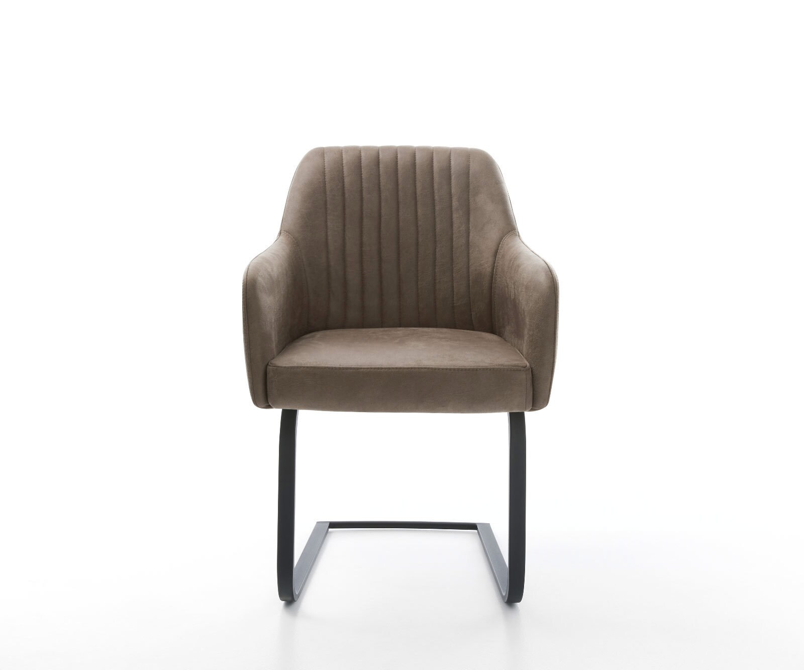 Cantilever Greg-Flex microvelours taupe vintage pied cantilever plat noir ressorts ensachés 1