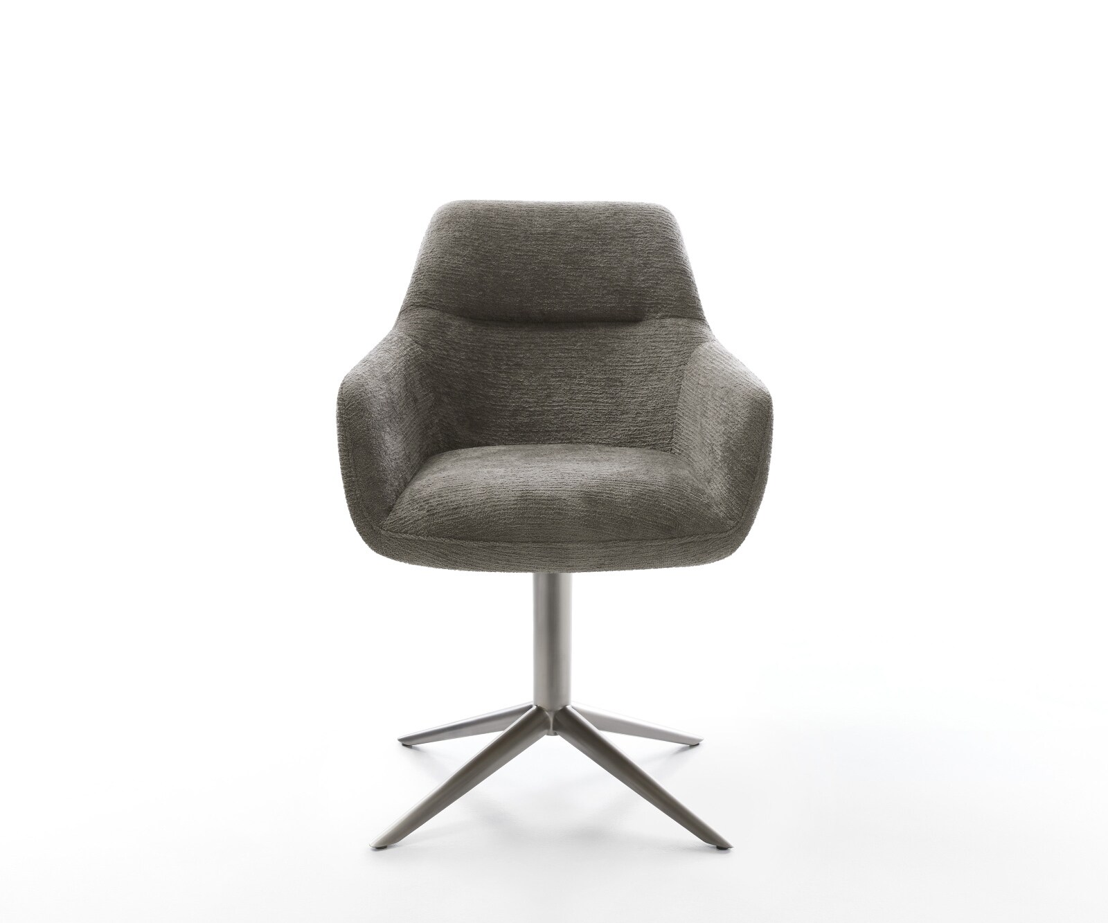 Chaise-pivotante Pejo-Flex bouclé doux couleur boue pied de chaise 4 branches grafiete pivotement sur 360° fonction bascule resorts ensachés 1