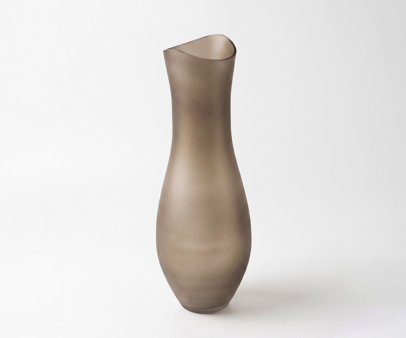 Vase Inclina l14 x P14 x H42 cm Verre Opal Soufflé à la bouche