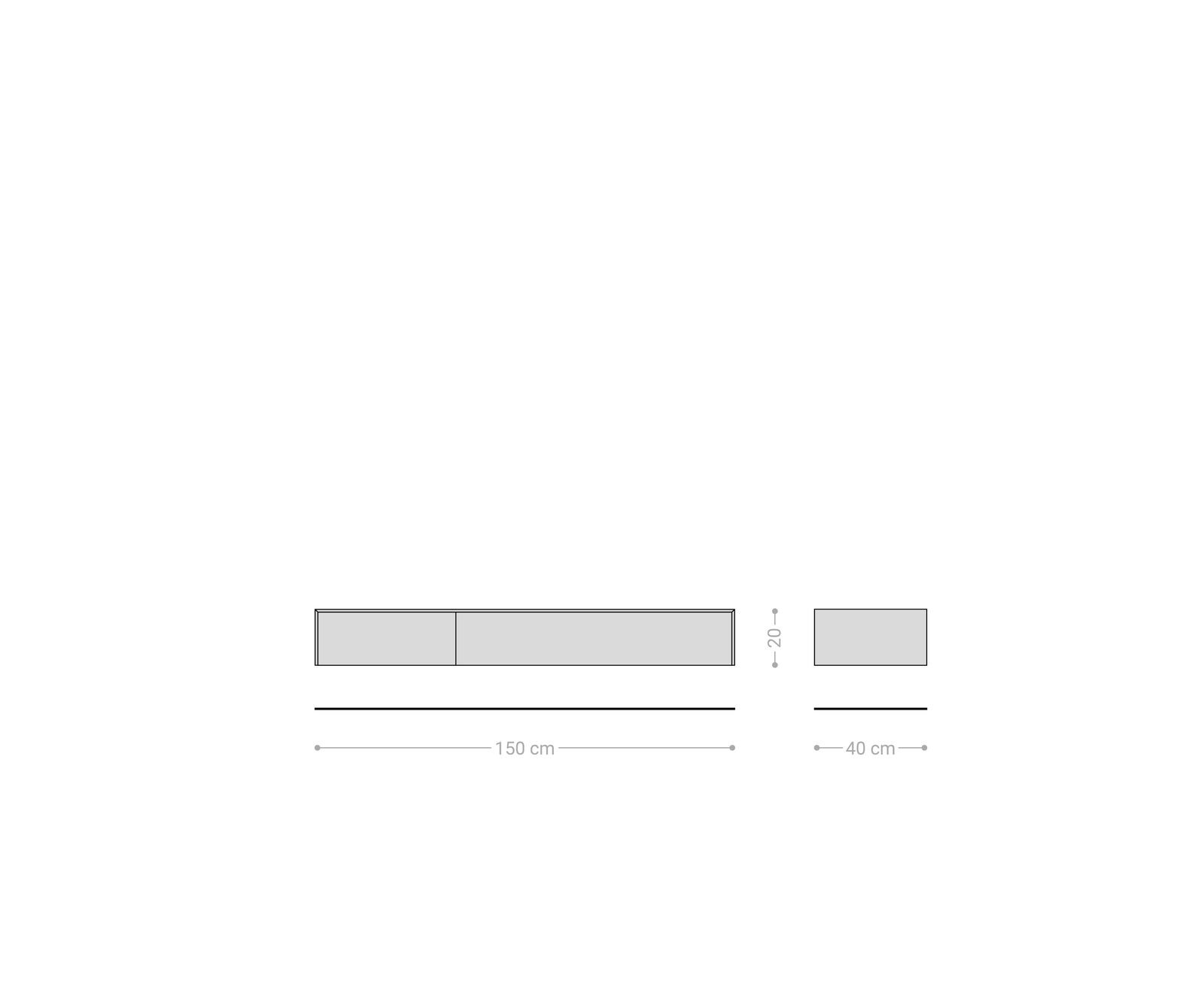 Meuble-TV Cuor 150 cm Céramique Béton gris 1 Clapet 1 Tiroir Flottant 8