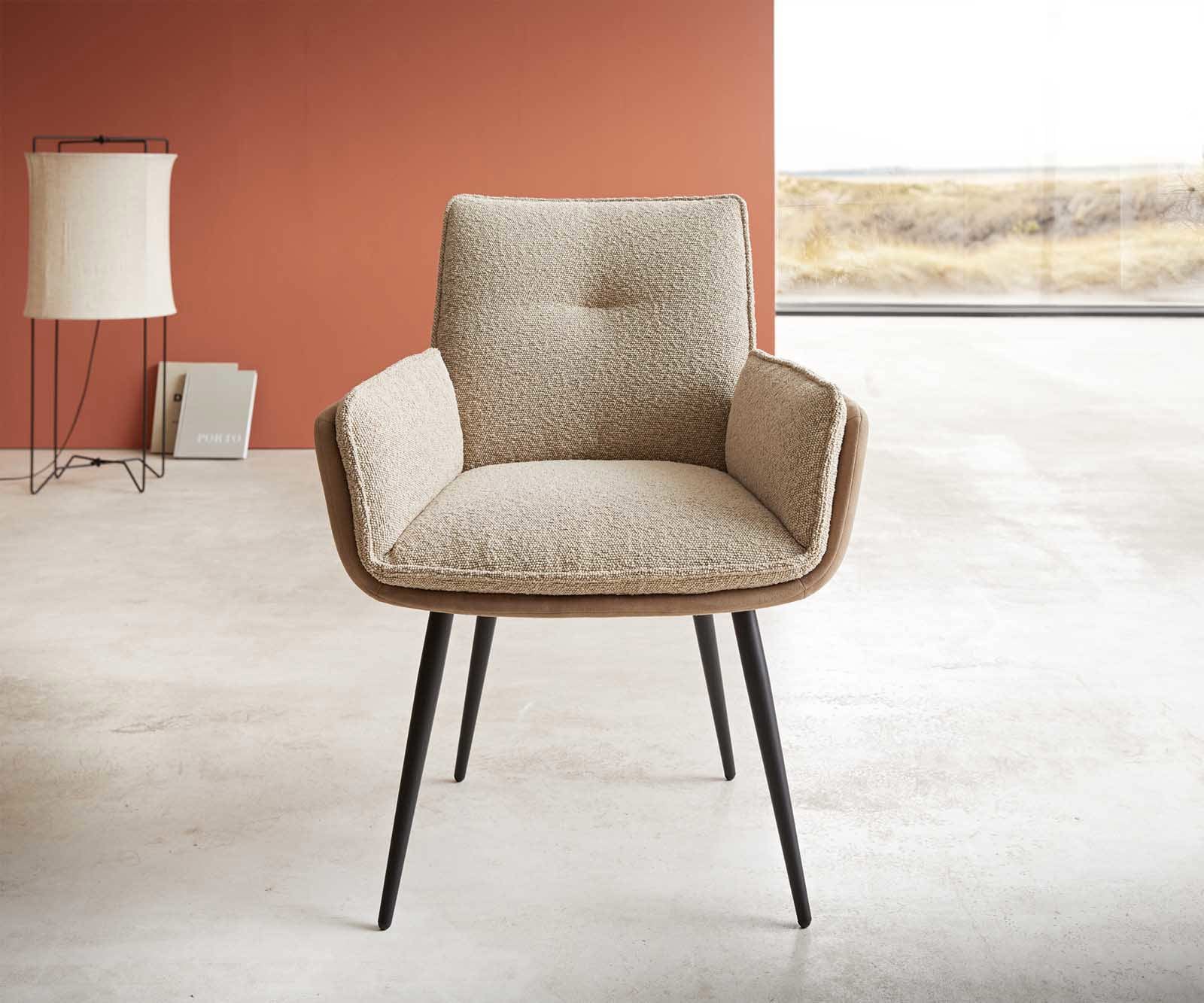 Chaise-de-salle-à-manger Nela-Flex tissu mixte couleur boue 4 pieds coniques noir 1 Chaise-de-salle-à-manger Nela-Flex tissu mixte couleur boue 4 pieds coniques noir 1